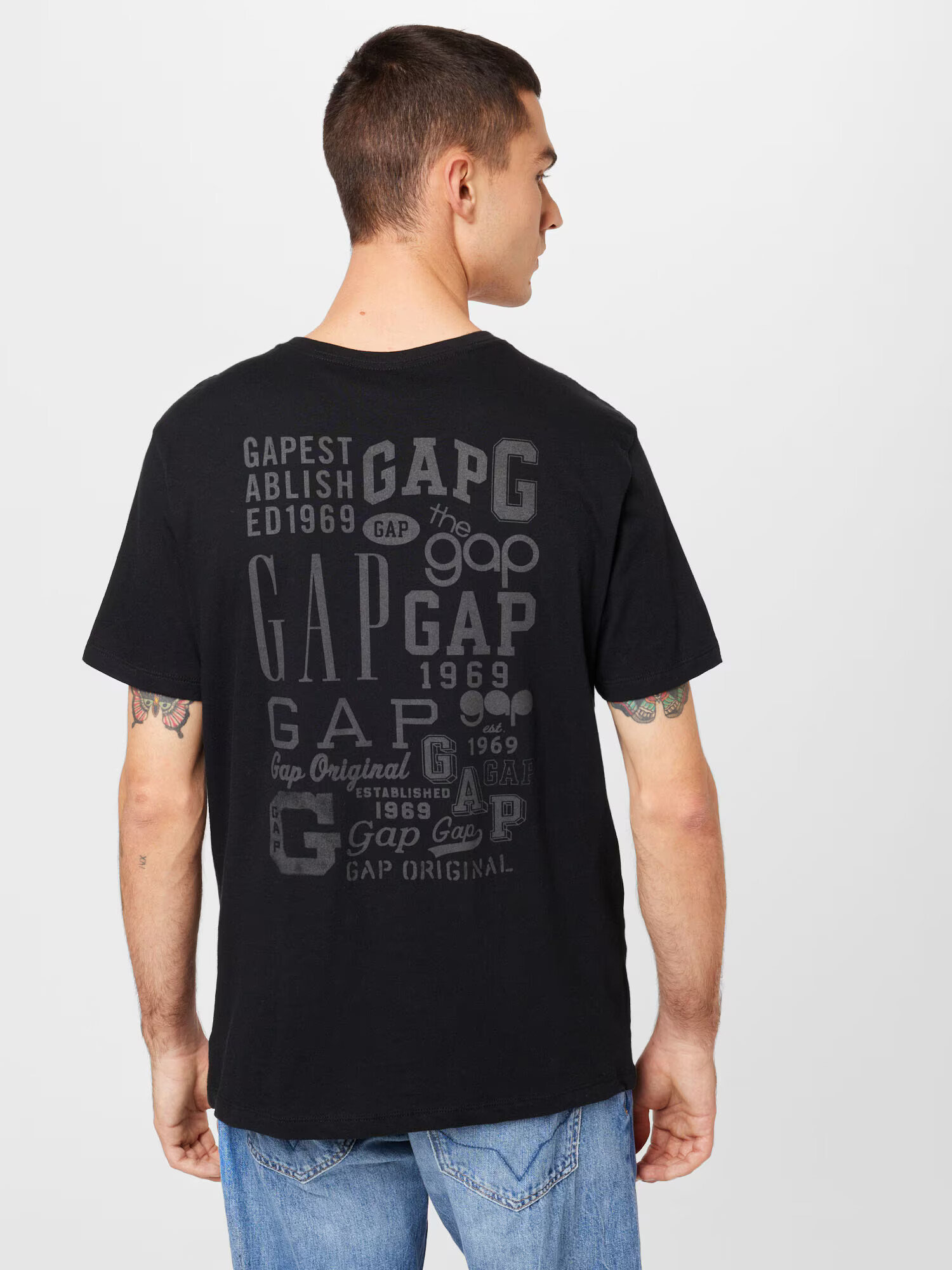 GAP Tricou gri fumuriu / negru - Pled.ro