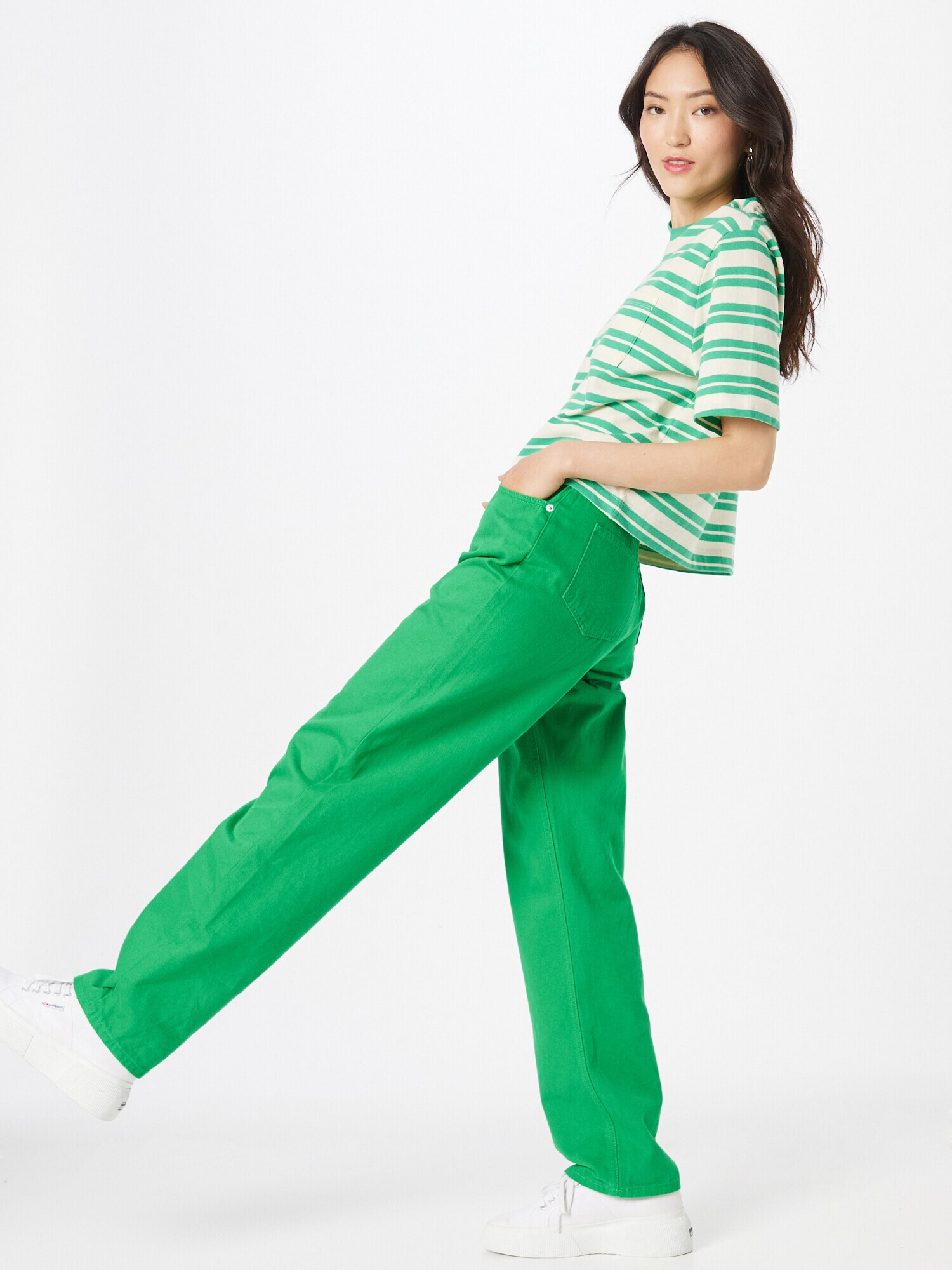 GAP Tricou 'REISSUE' verde jad / alb - Pled.ro