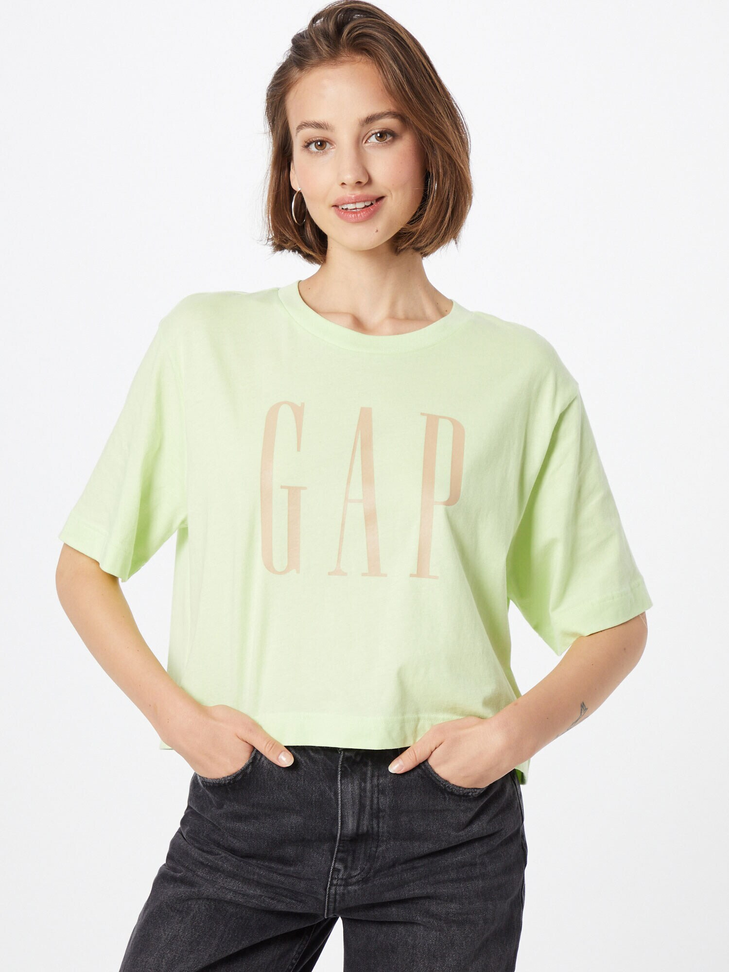 GAP Tricou verde deschis / portocaliu pastel - Pled.ro