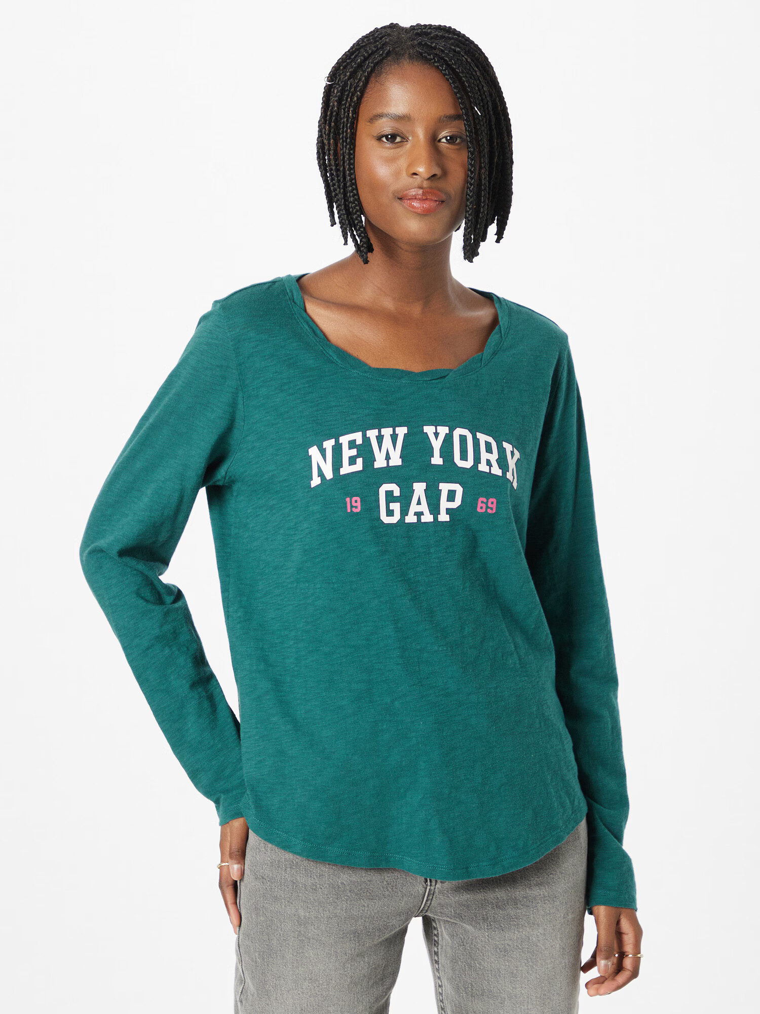 GAP Tricou verde smarald / fucsia / alb - Pled.ro