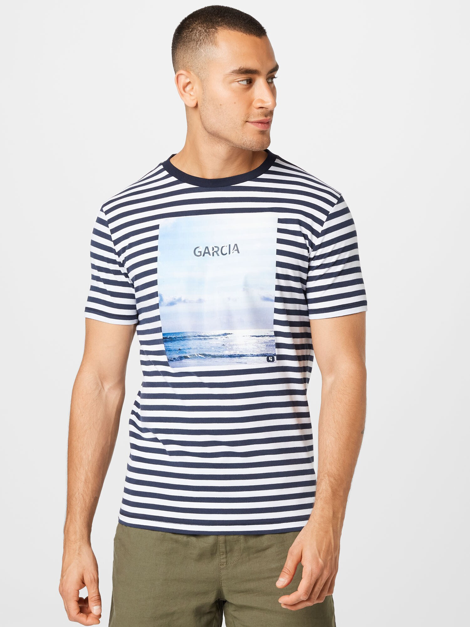 GARCIA Tricou albastru marin / albastru aqua / alb - Pled.ro