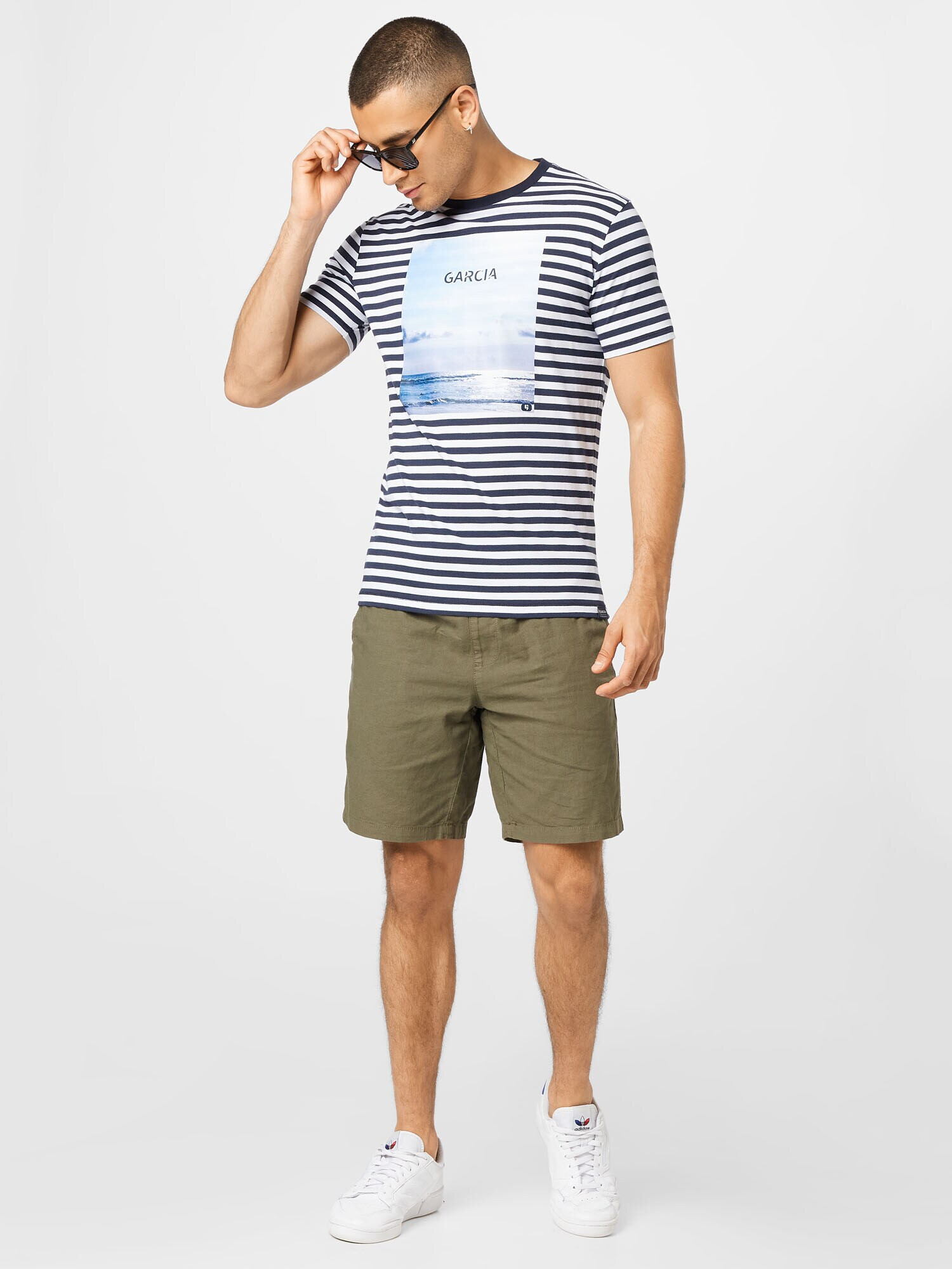 GARCIA Tricou albastru marin / albastru aqua / alb - Pled.ro