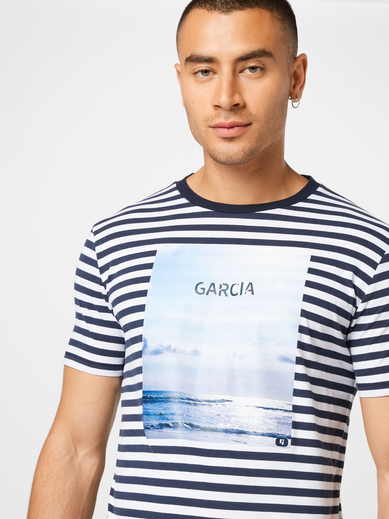 GARCIA Tricou albastru marin / albastru aqua / alb - Pled.ro