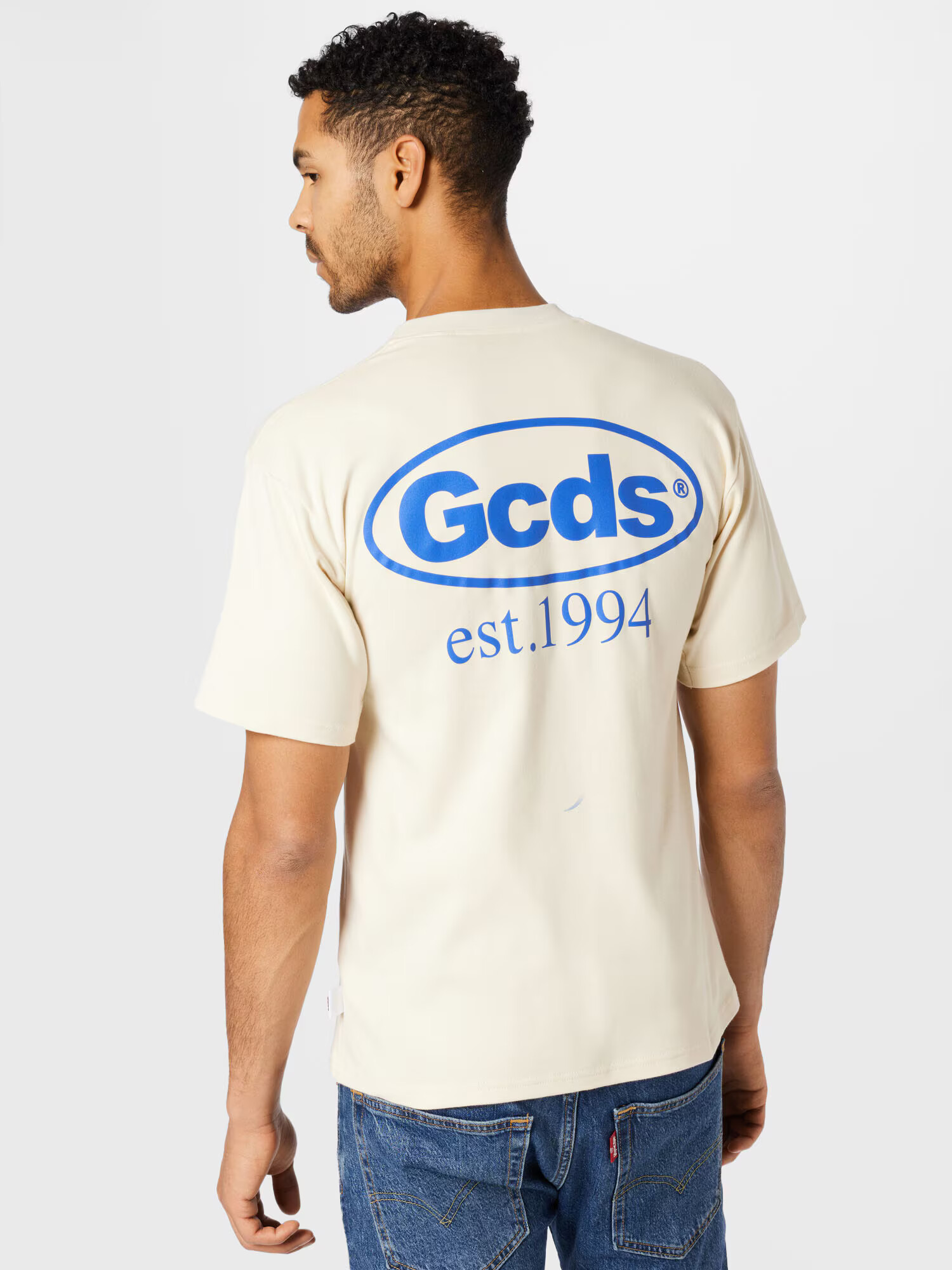 GCDS Tricou alb kitt / azuriu - Pled.ro