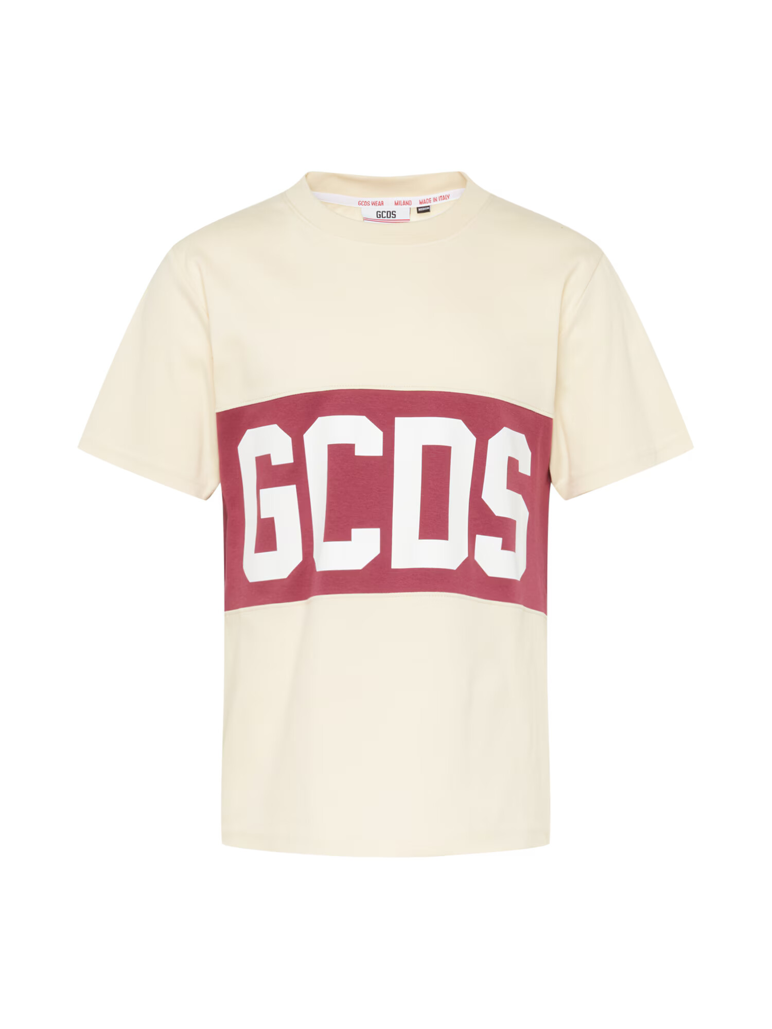 GCDS Tricou crem / roșu bordeaux / alb - Pled.ro