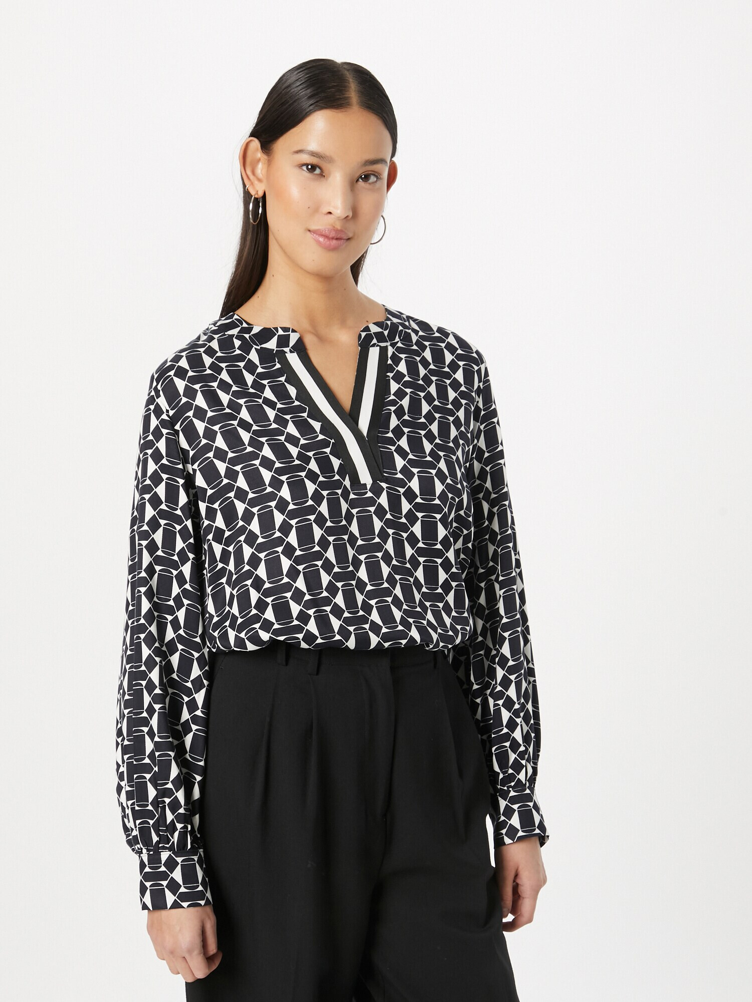 GERRY WEBER Bluză negru / alb - Pled.ro