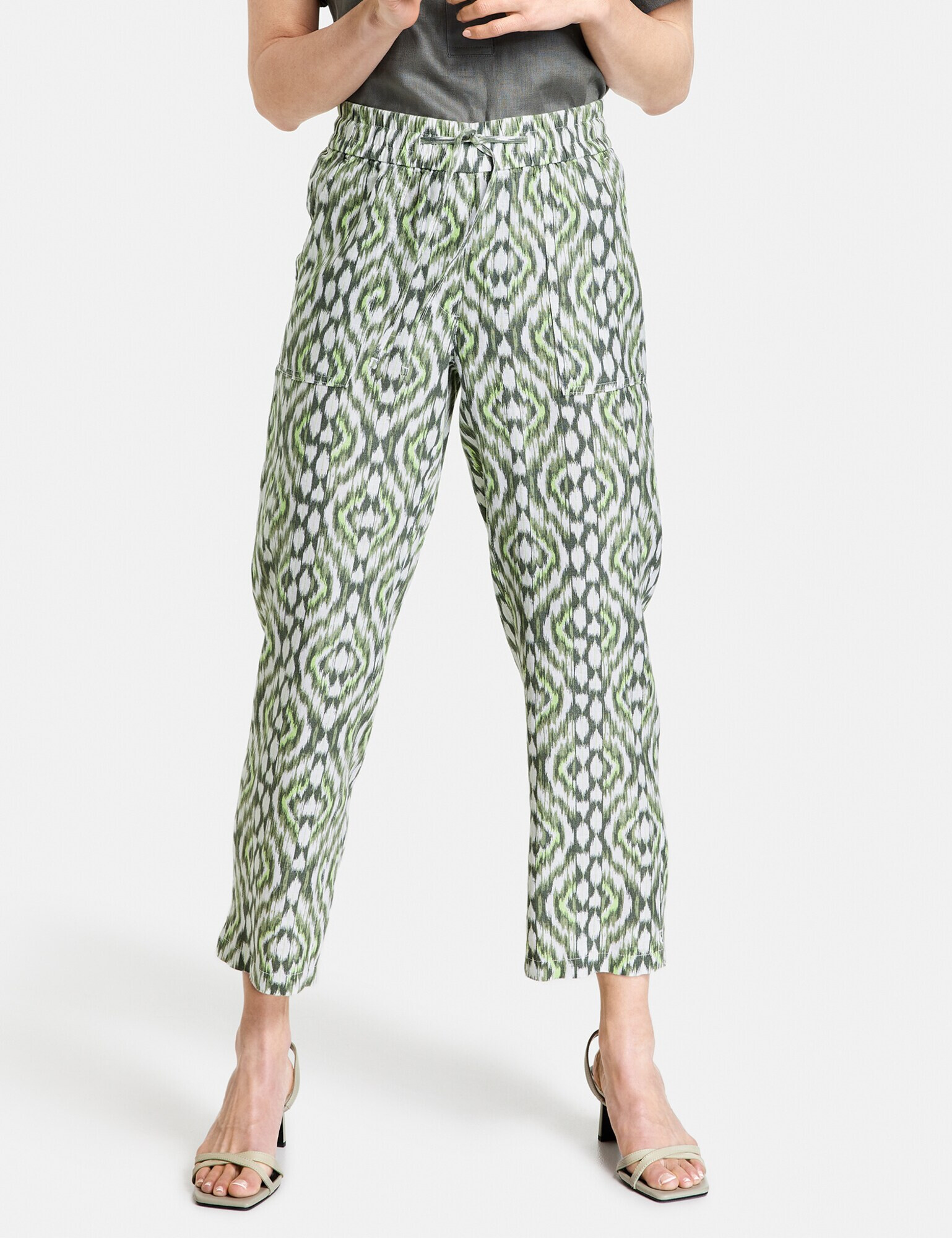 GERRY WEBER Pantaloni kaki / verde jad / verde deschis / alb - Pled.ro