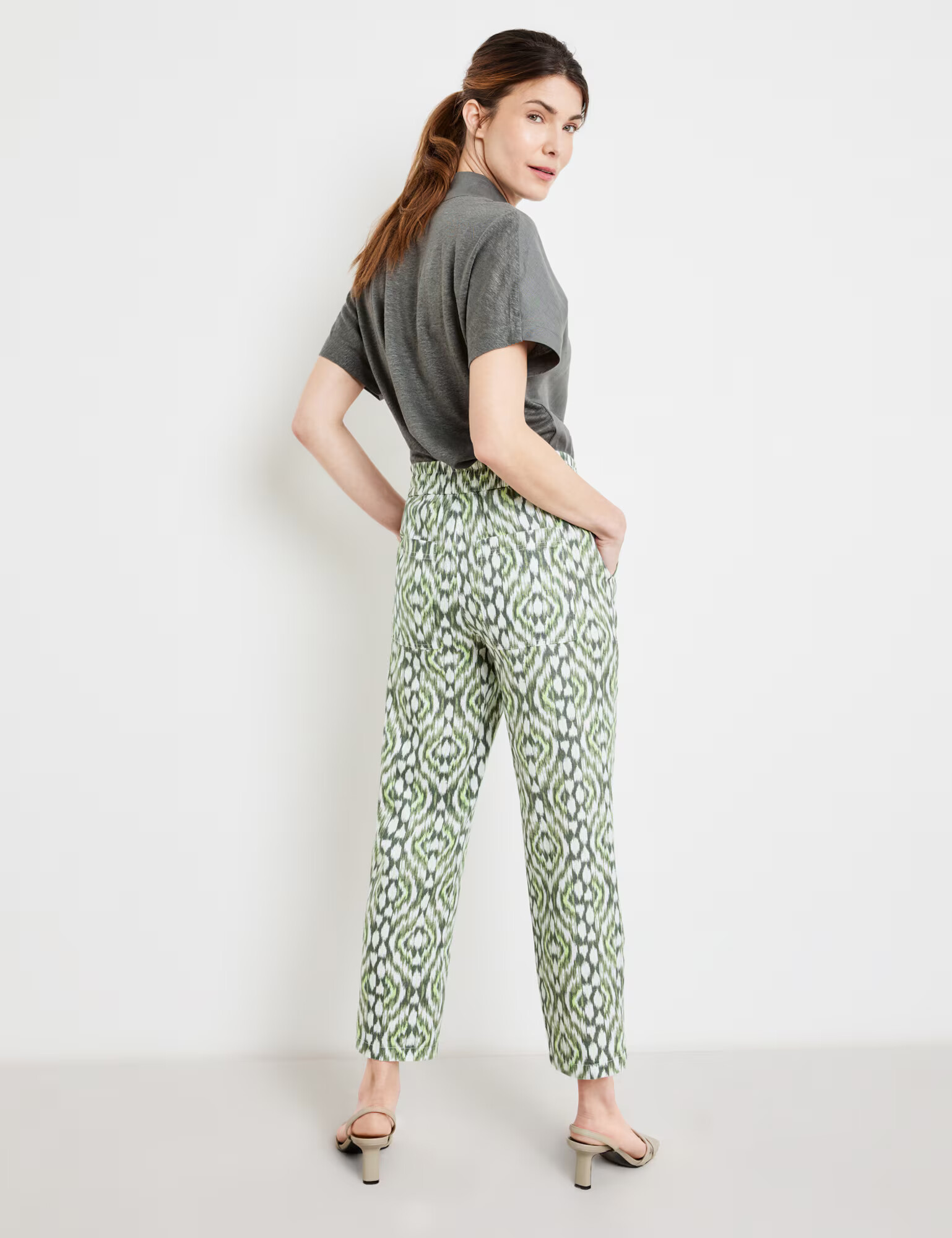 GERRY WEBER Pantaloni kaki / verde jad / verde deschis / alb - Pled.ro