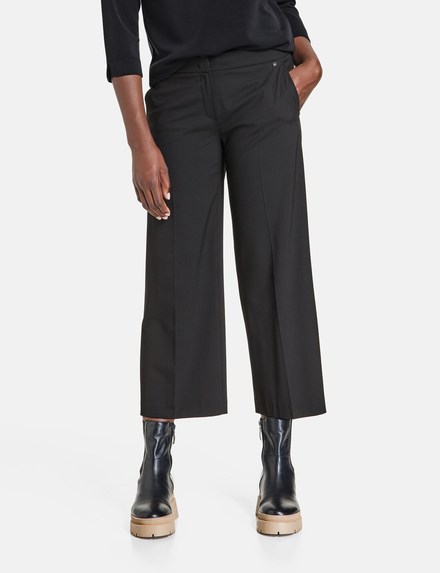 GERRY WEBER Pantaloni cu dungă negru - Pled.ro