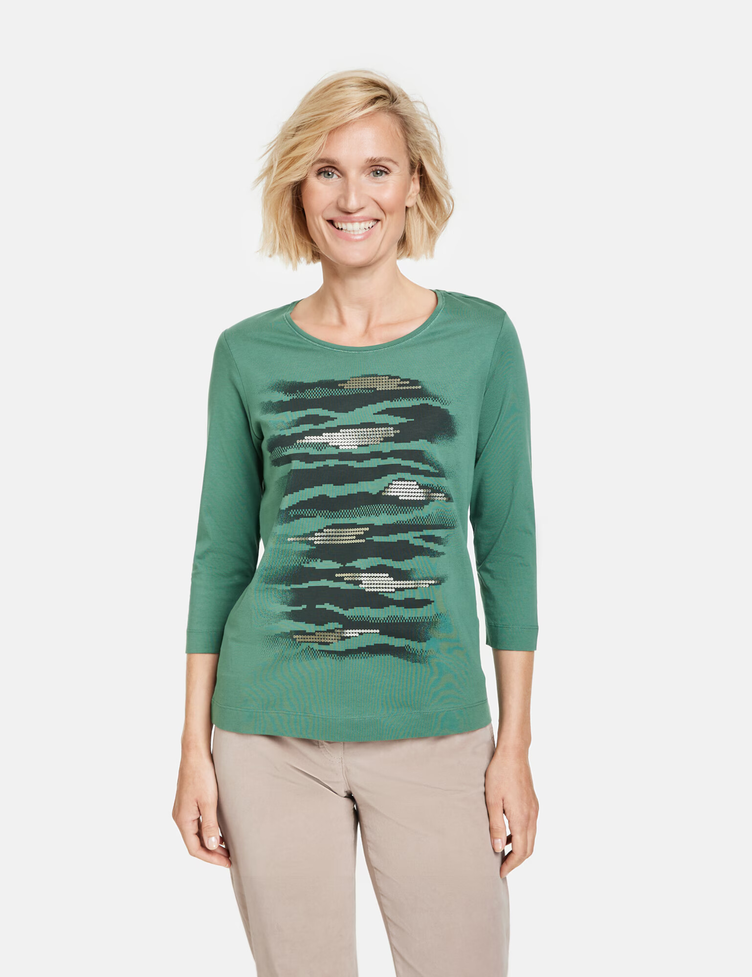 GERRY WEBER Tricou auriu / verde / negru - Pled.ro