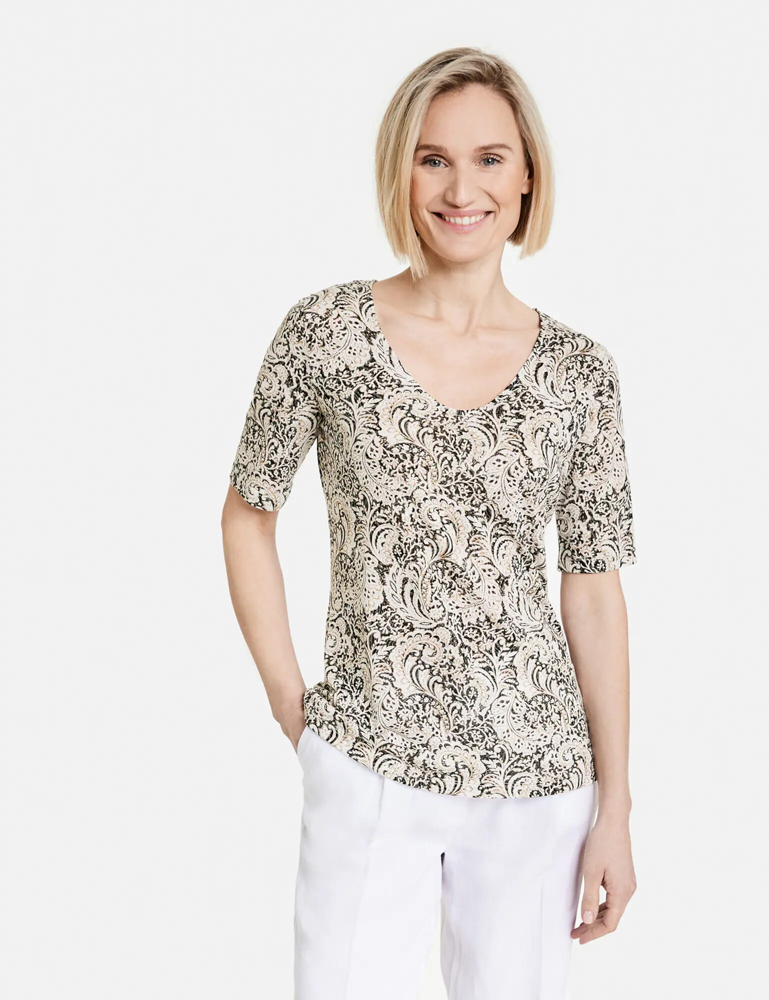 GERRY WEBER Tricou bej / maro - Pled.ro