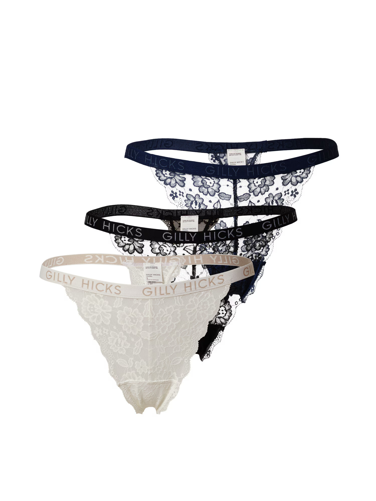 Gilly Hicks Tanga bleumarin / negru / alb - Pled.ro