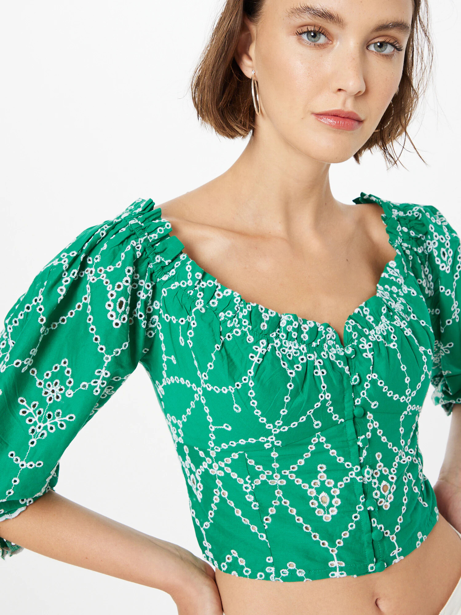 Gina Tricot Bluză 'Tindra' verde / alb - Pled.ro