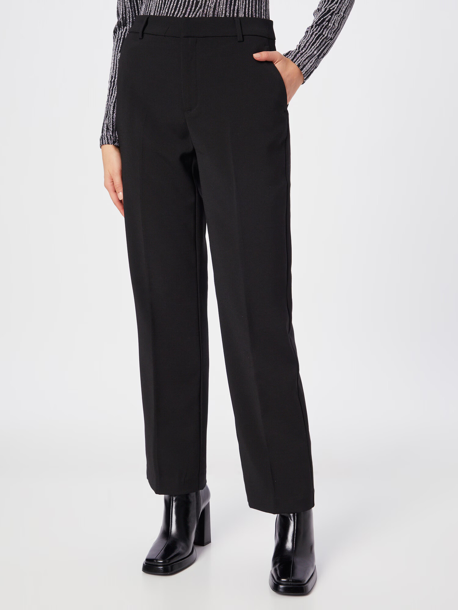 Gina Tricot Pantaloni cu dungă negru - Pled.ro