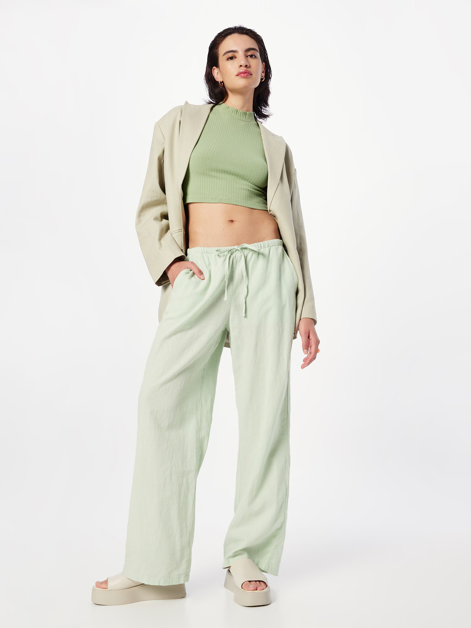 Gina Tricot Pantaloni 'Dina' verde mentă - Pled.ro