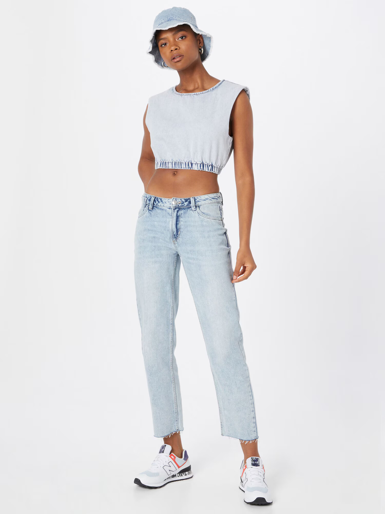 Gina Tricot Top albastru denim - Pled.ro