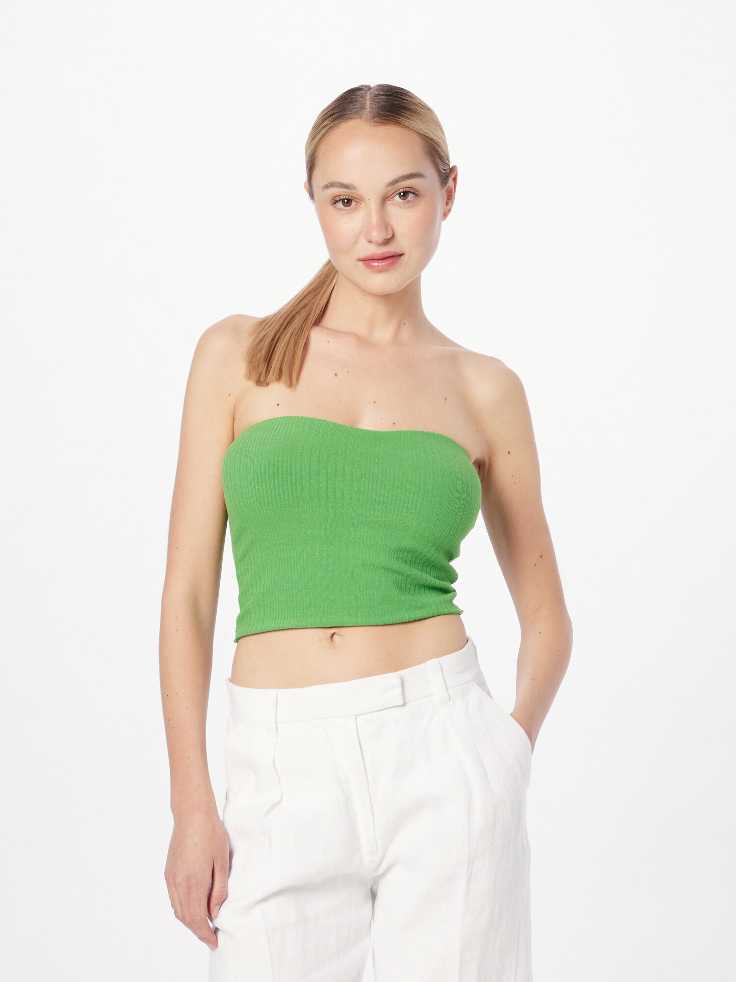 Gina Tricot Top 'Selina' verde măr / alb - Pled.ro