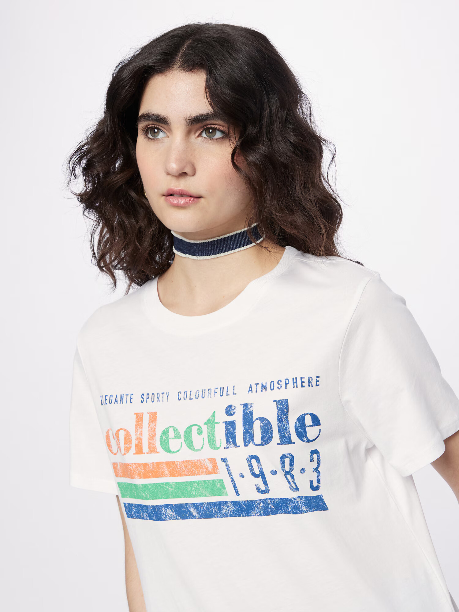 Gina Tricot Tricou 'Ellie' albastru gențiană / verde jad / portocaliu piersică / alb murdar - Pled.ro