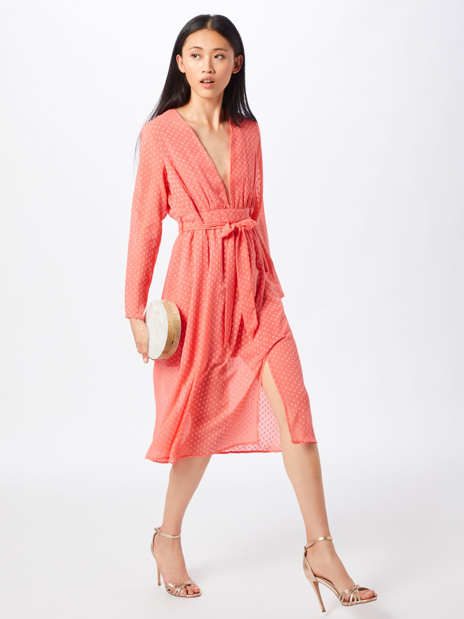 GLAMOROUS Rochie de cocktail corai / alb - Pled.ro