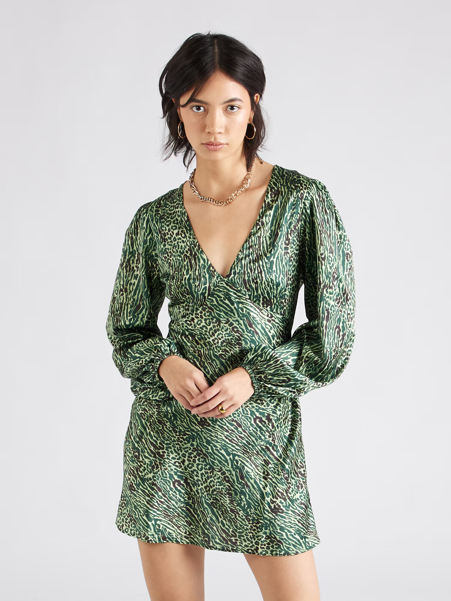 GLAMOROUS Rochie verde deschis / verde închis / negru / alb - Pled.ro