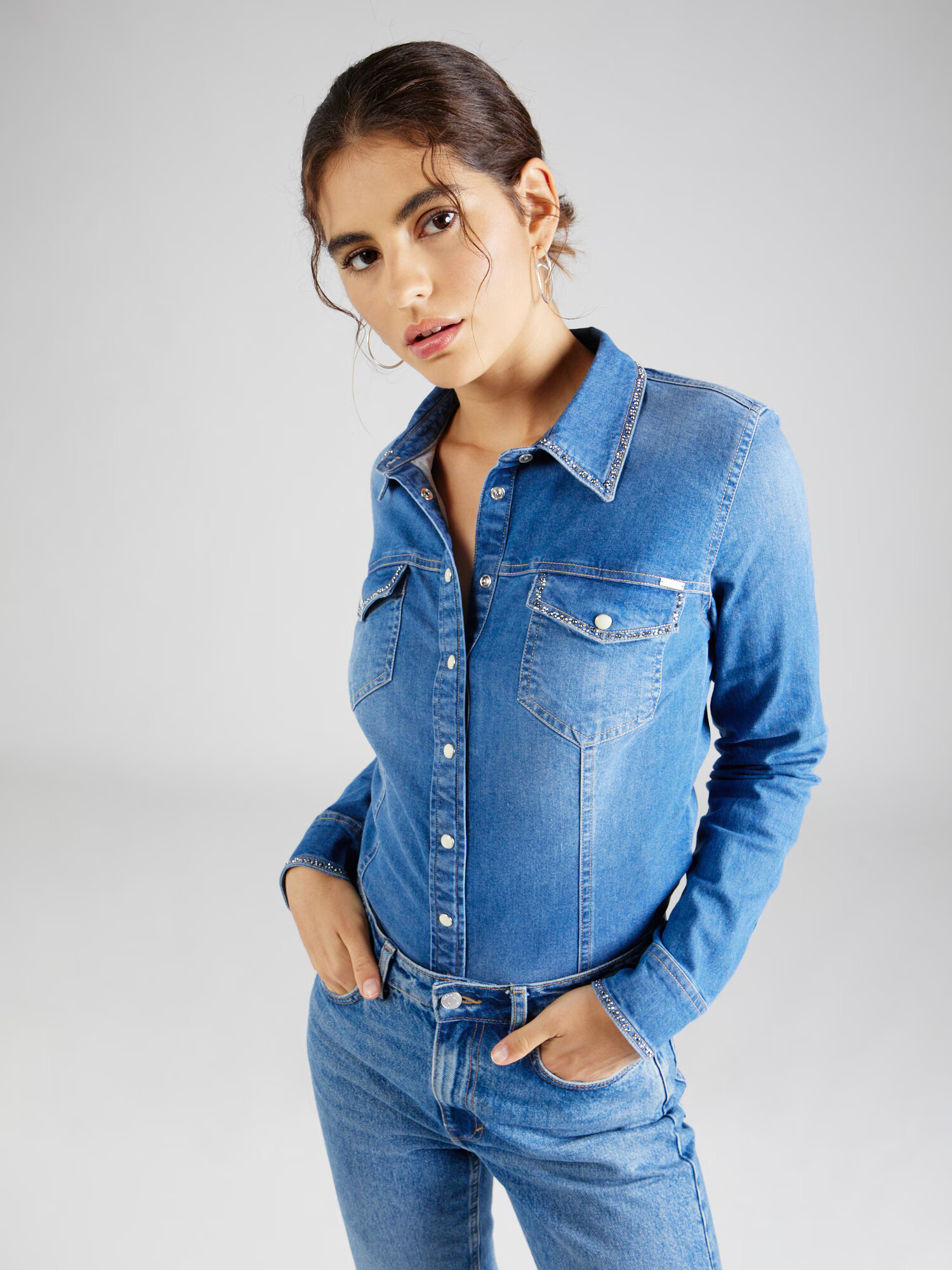 GUESS Bluză albastru denim - Pled.ro