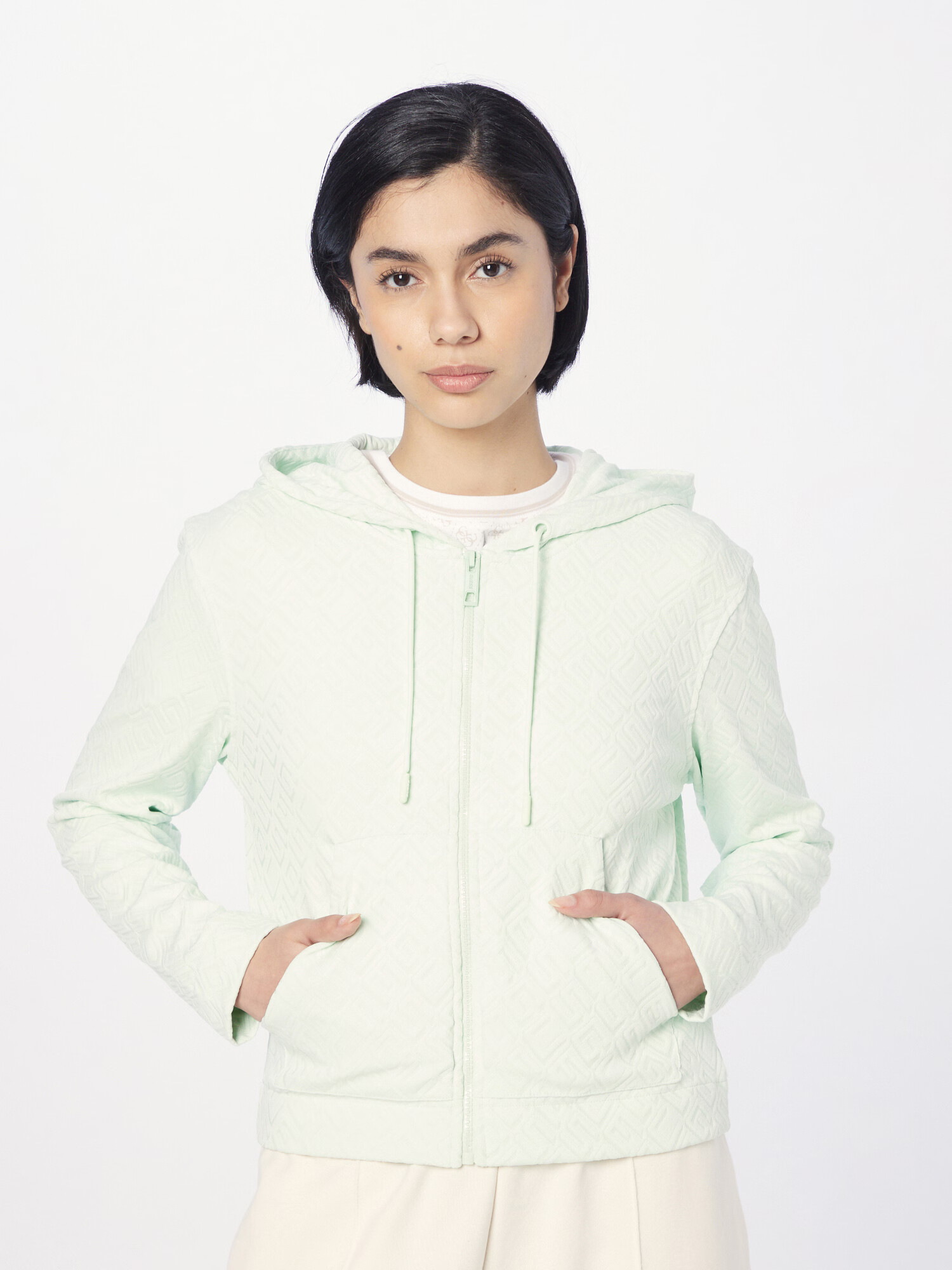 GUESS Bluză cu fermoar sport 'DANA' verde pastel - Pled.ro