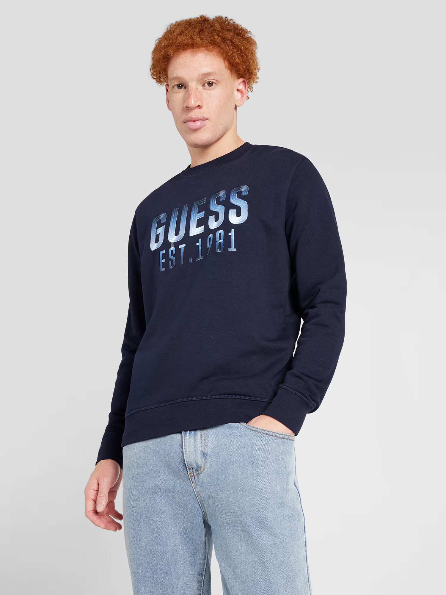 GUESS Bluză de molton albastru / bleumarin / alb - Pled.ro