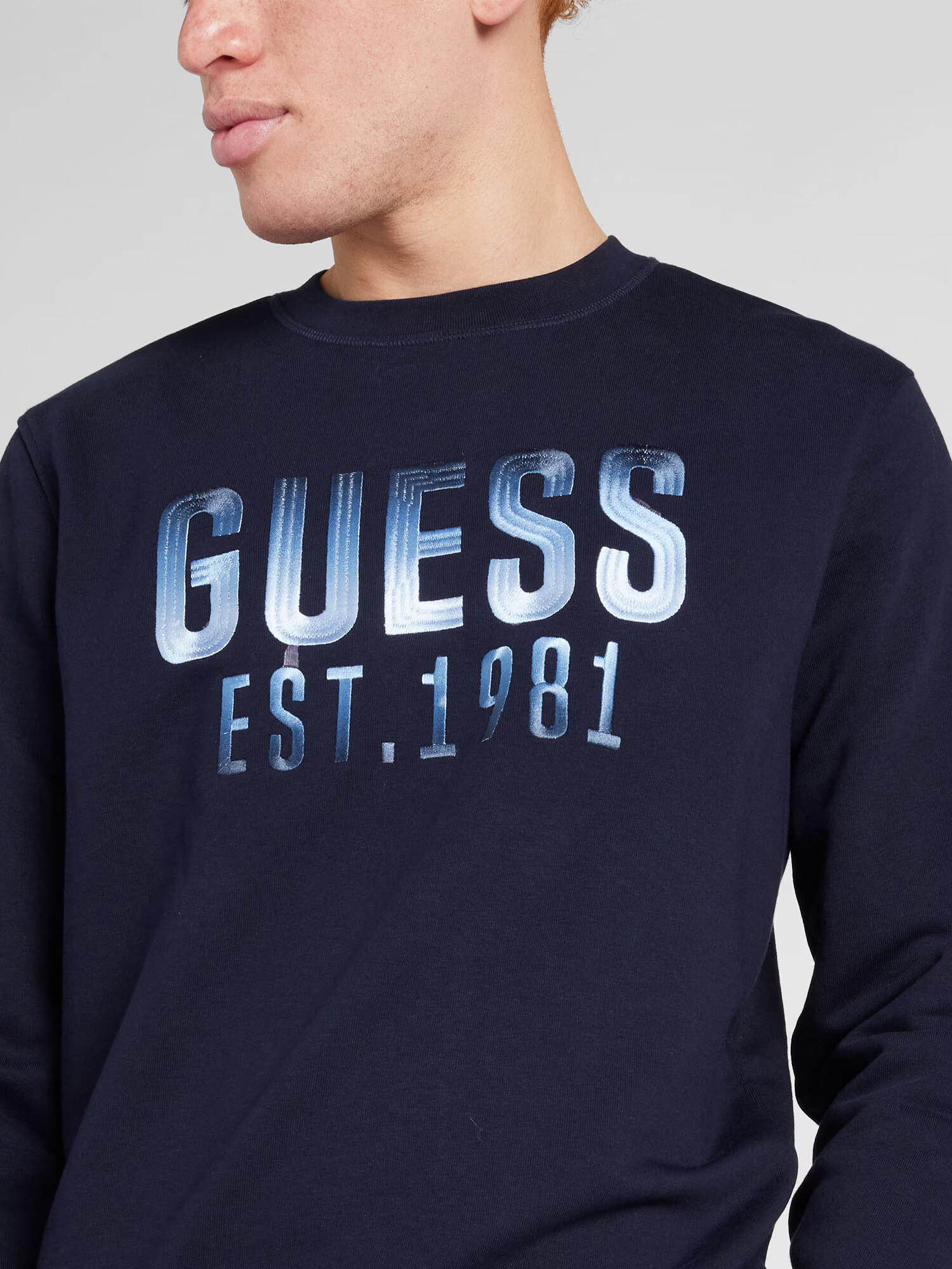 GUESS Bluză de molton albastru / bleumarin / alb - Pled.ro