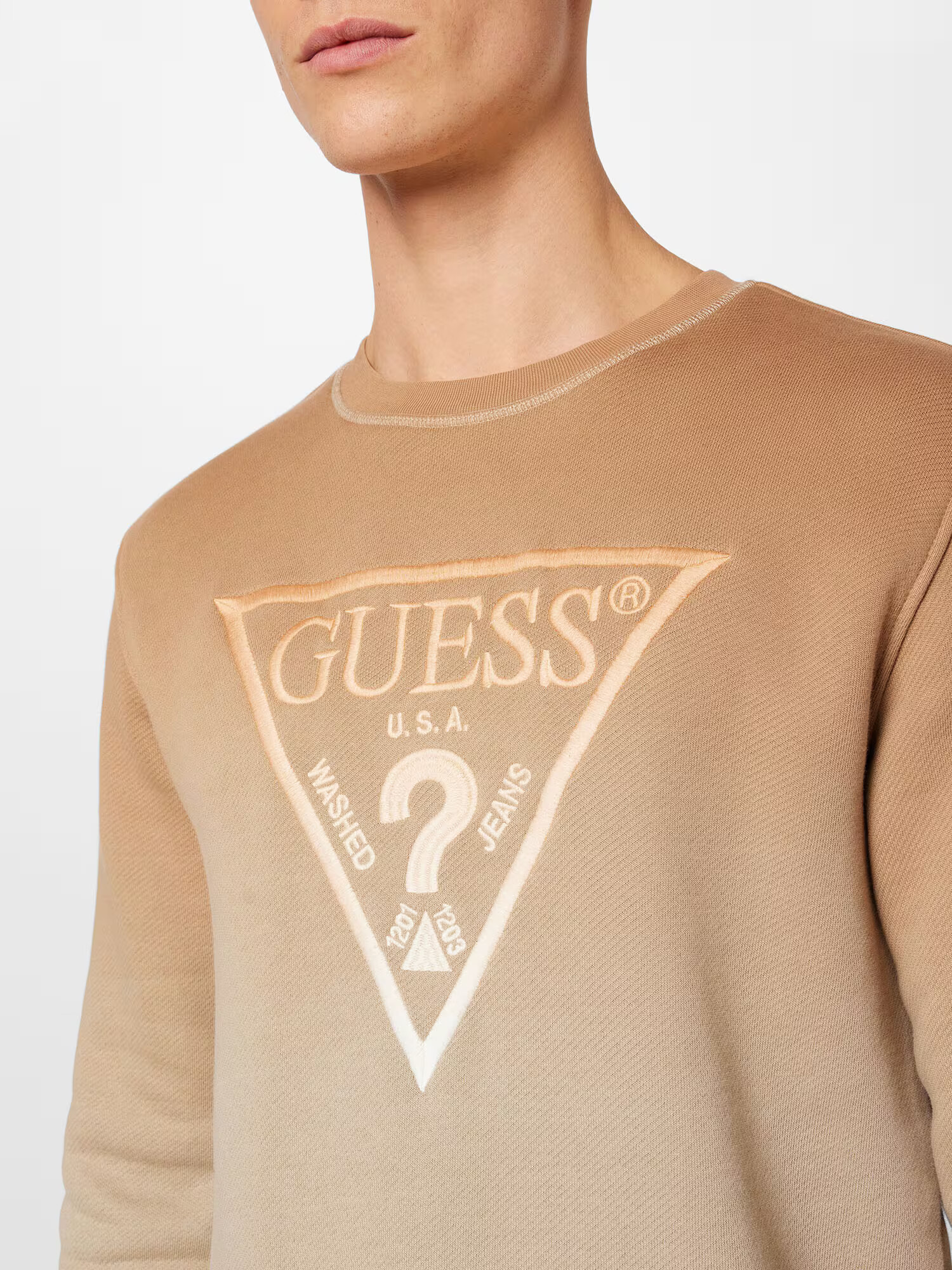 GUESS Bluză de molton bej / maro cappuccino / alb - Pled.ro