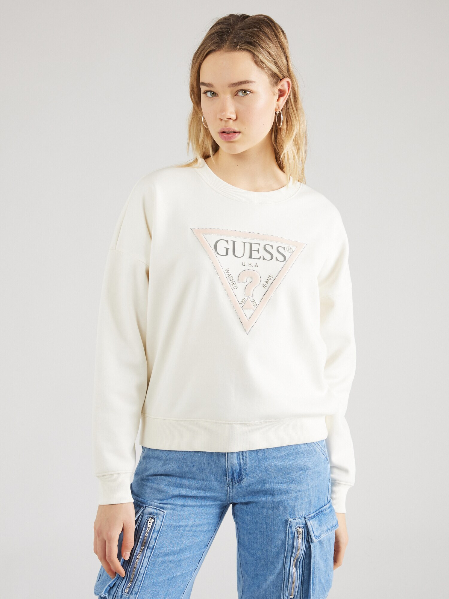 GUESS Bluză de molton crem / roz / negru - Pled.ro