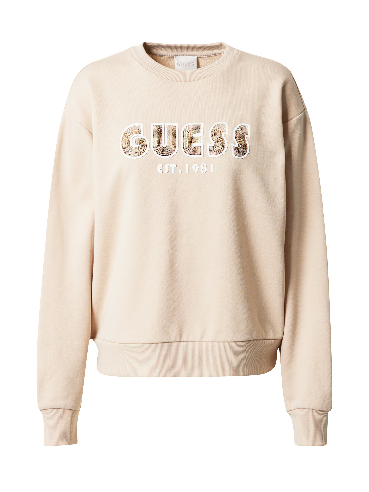 GUESS Bluză de molton maro / maro deschis / alb - Pled.ro