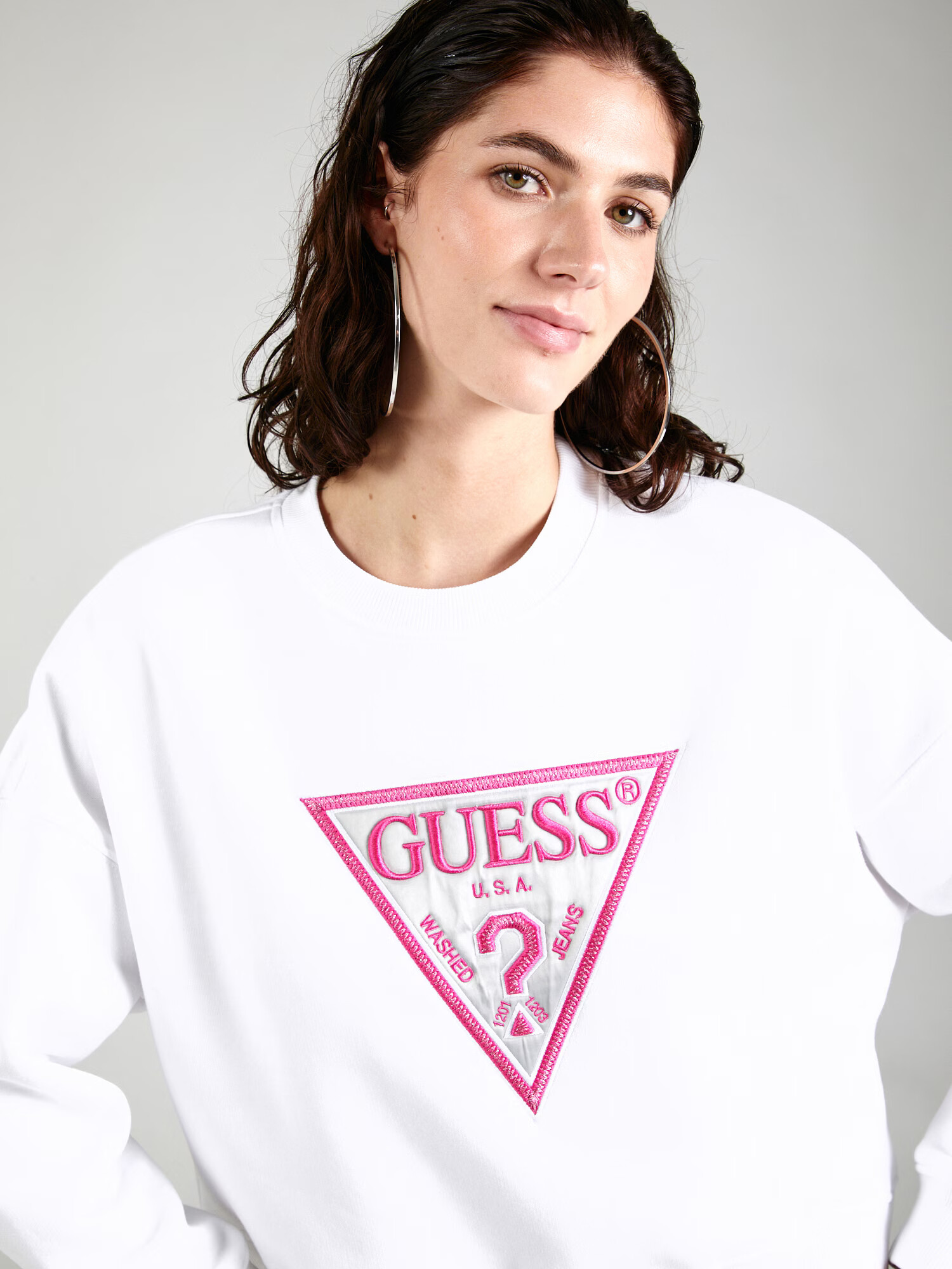 GUESS Bluză de molton roz / alb - Pled.ro