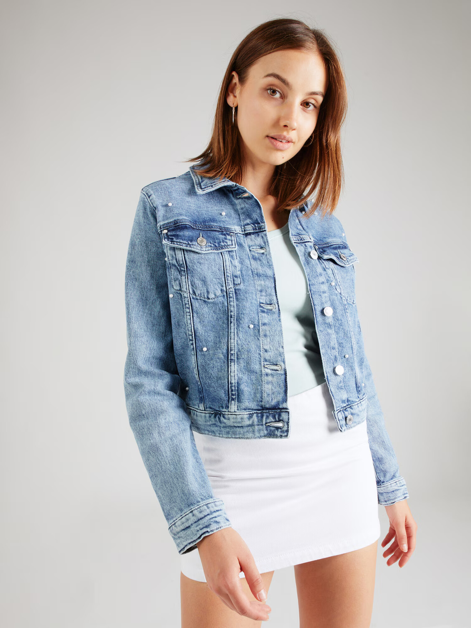 GUESS Geacă de primăvară-toamnă albastru denim - Pled.ro