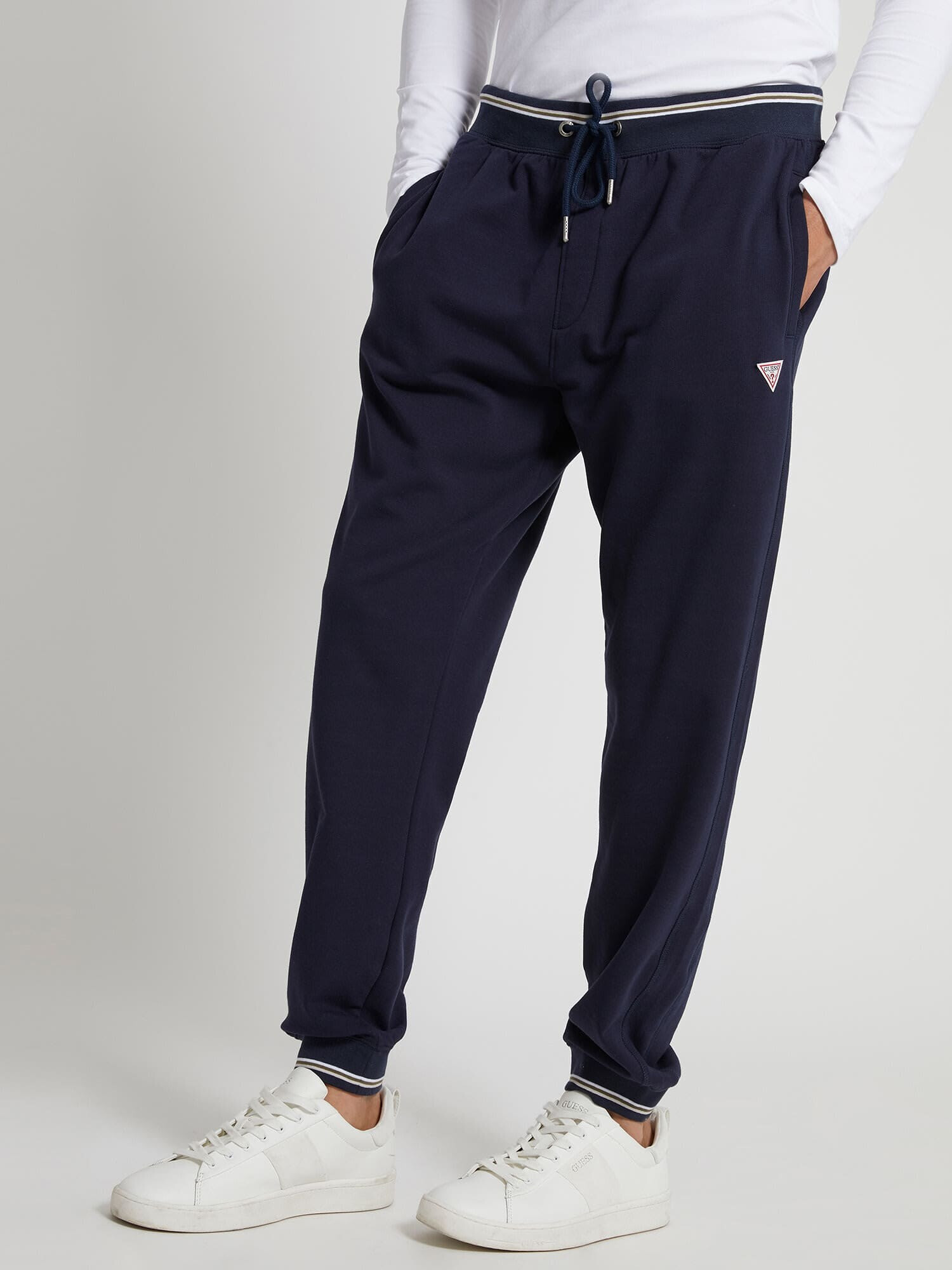 GUESS Pantaloni 'ADAM' bleumarin / kaki / alb - Pled.ro