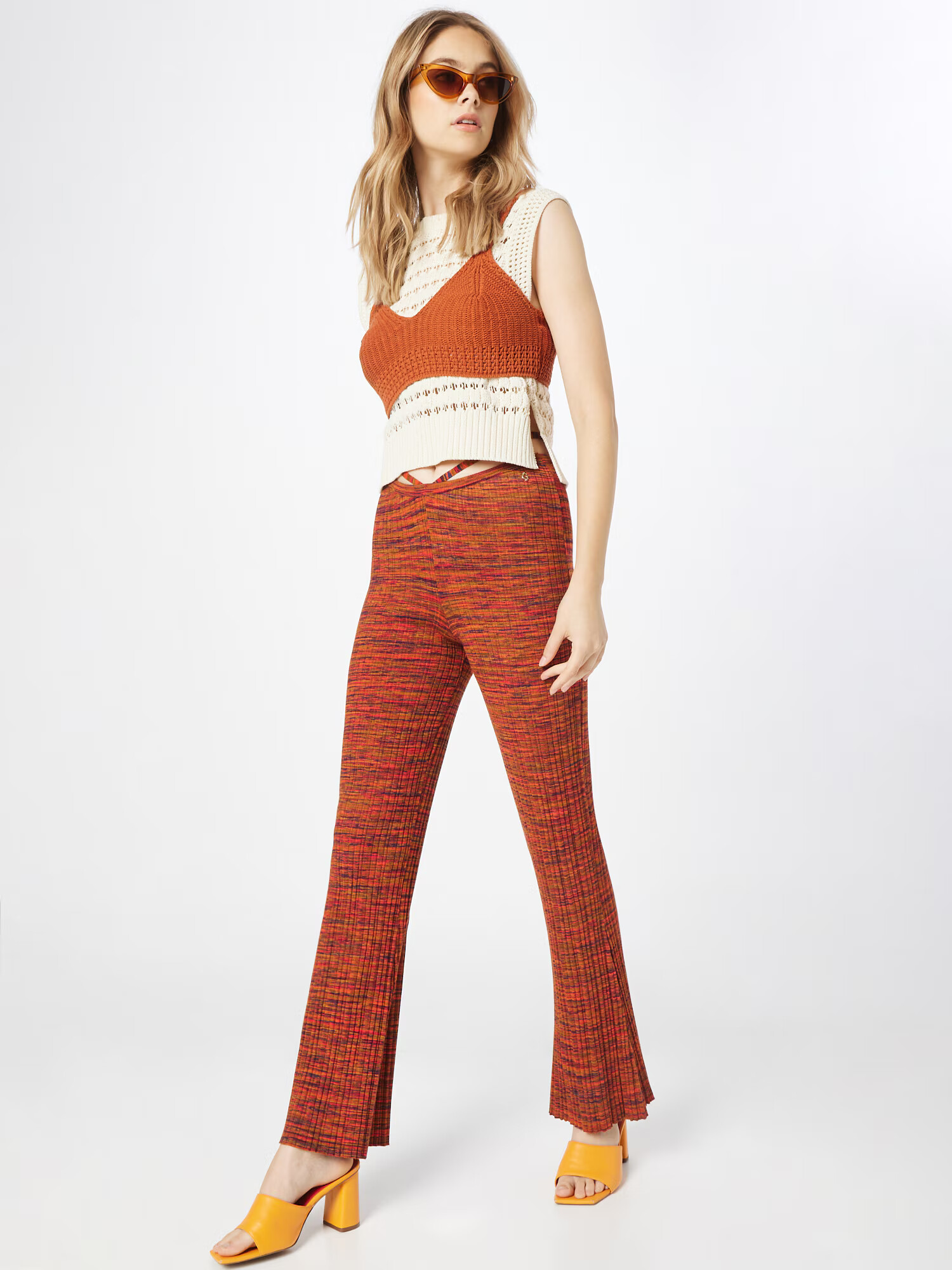 GUESS Pantaloni albastru noapte / maro caramel / roșu orange - Pled.ro