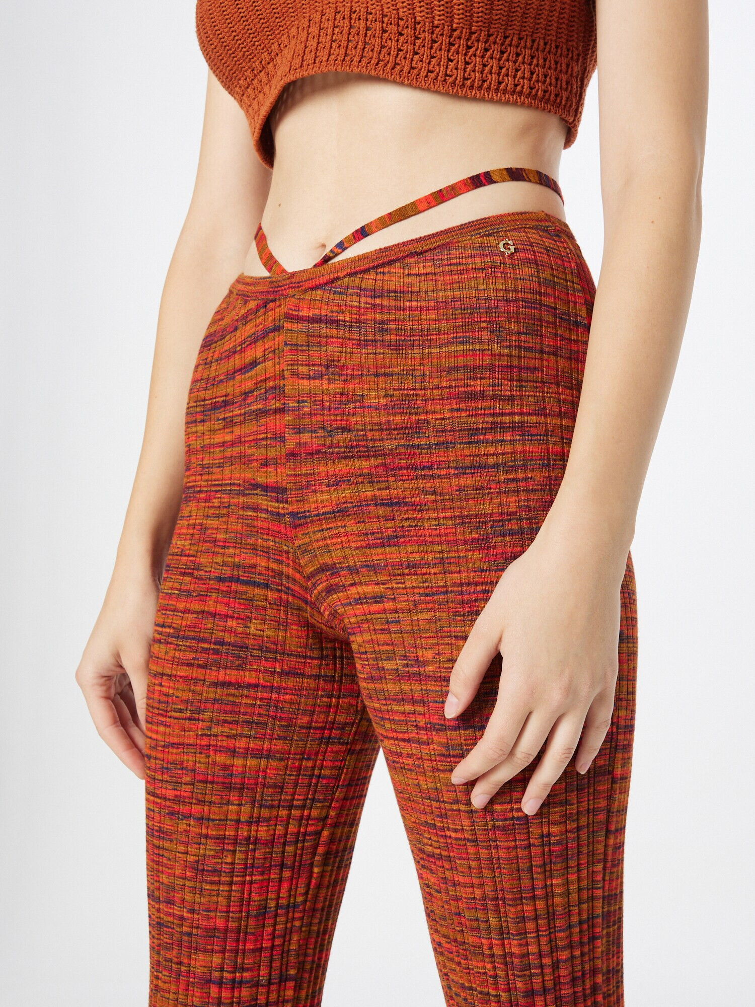 GUESS Pantaloni albastru noapte / maro caramel / roșu orange - Pled.ro