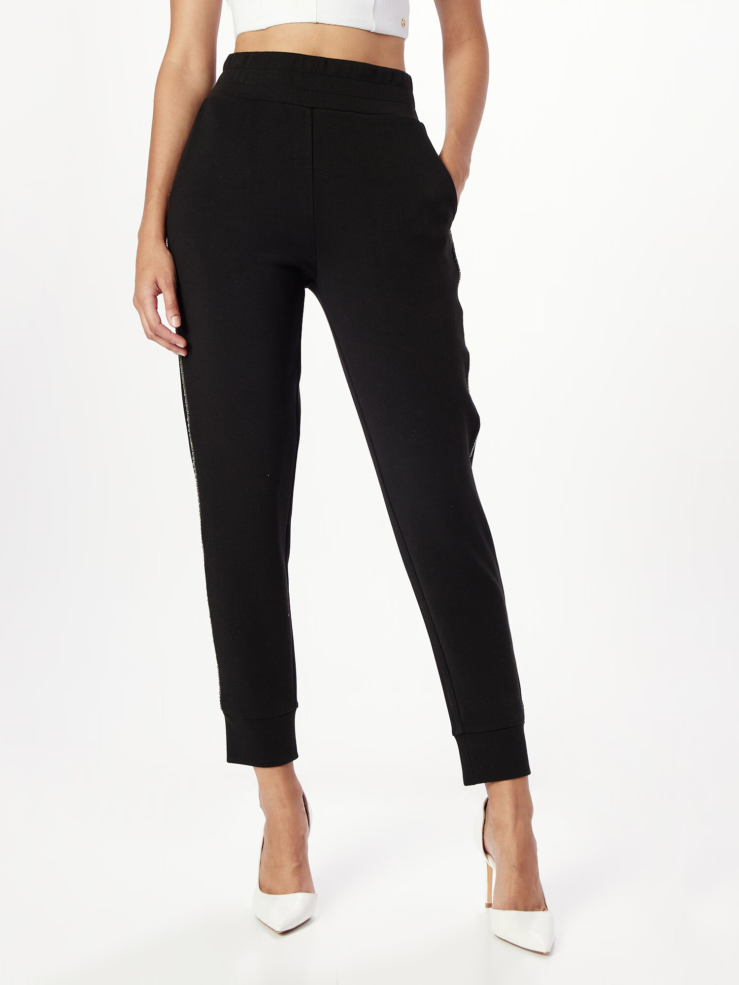 GUESS Pantaloni 'CHAIN' negru / argintiu - Pled.ro