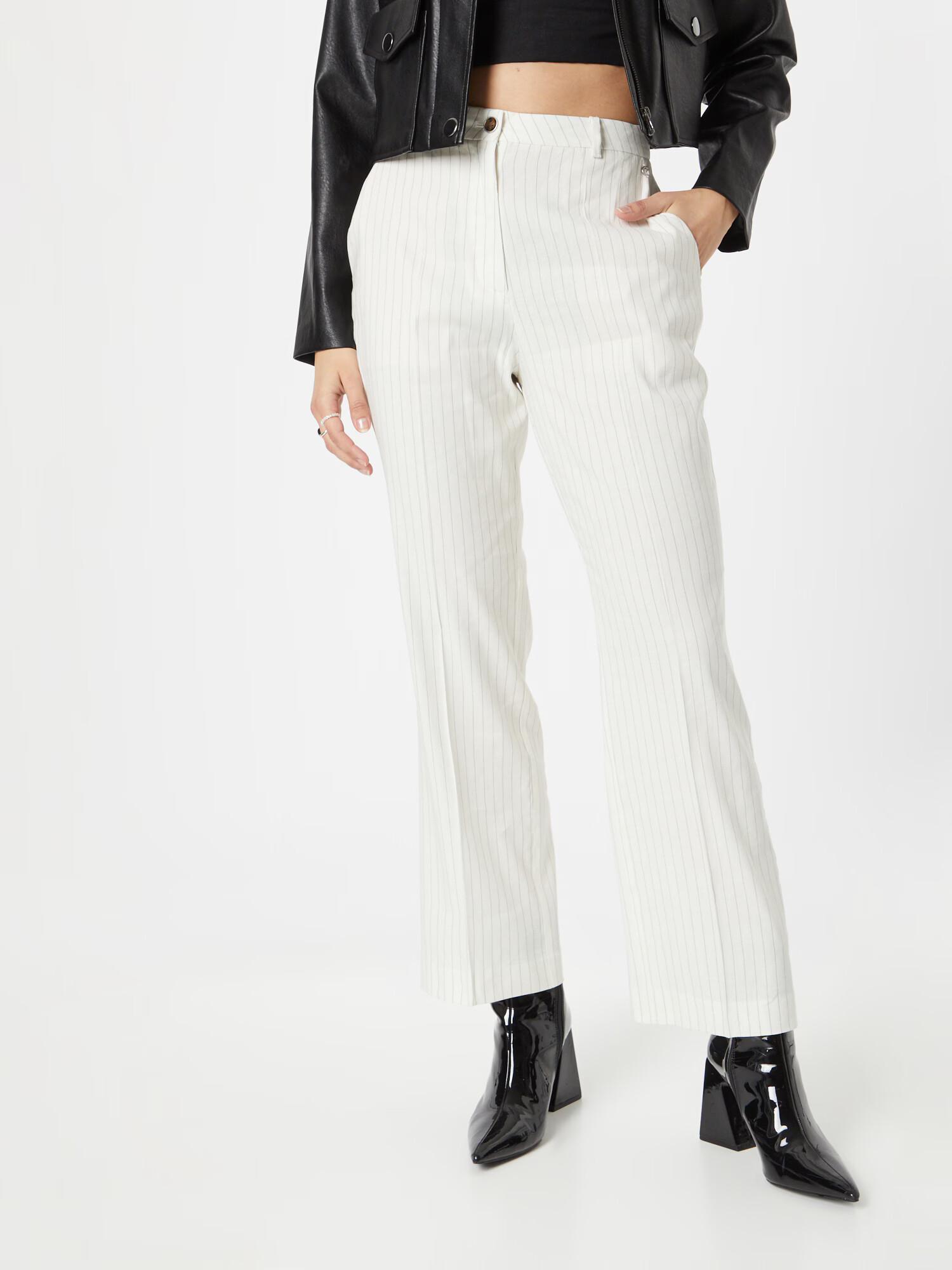 GUESS Pantaloni cu dungă 'Zoe' negru / alb - Pled.ro