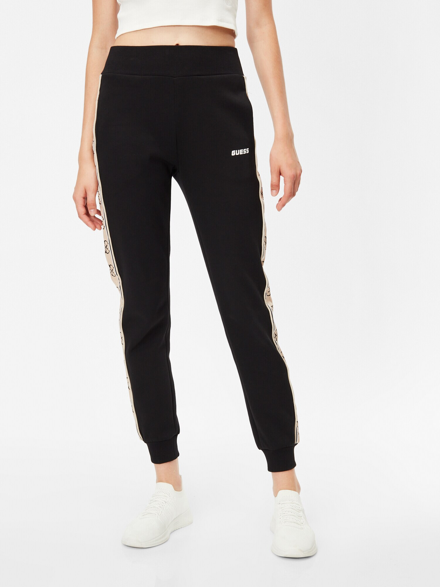 GUESS Pantaloni sport 'Britney' bej deschis / negru / alb - Pled.ro