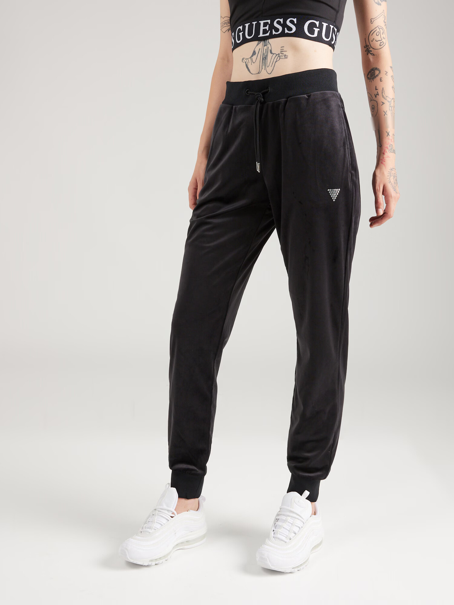 GUESS Pantaloni negru / argintiu - Pled.ro