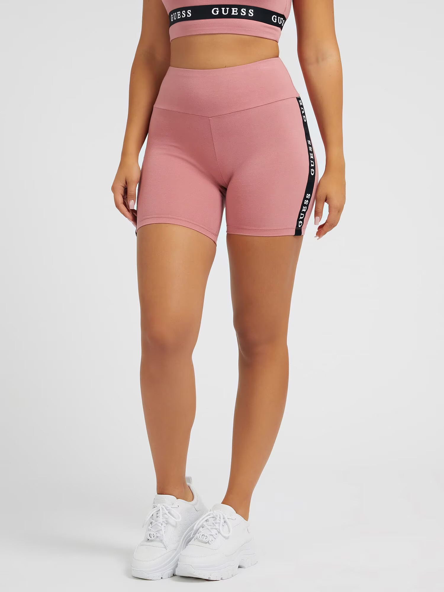 GUESS Pantaloni sport rosé / negru / alb - Pled.ro