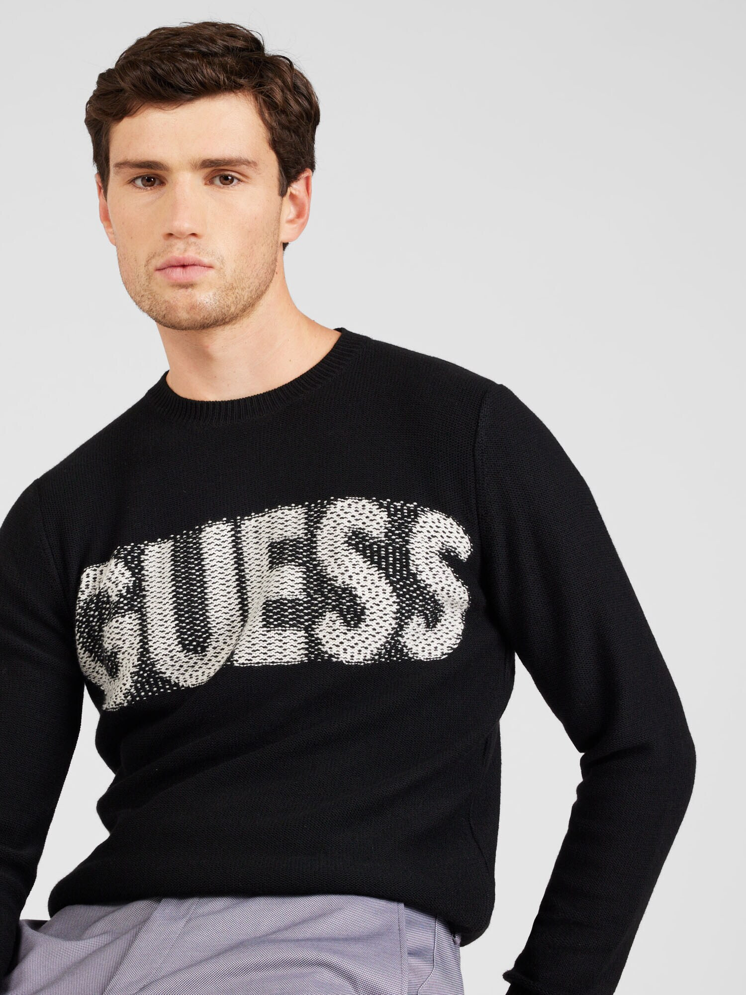 GUESS Pulover 'AMYAS' negru / alb - Pled.ro