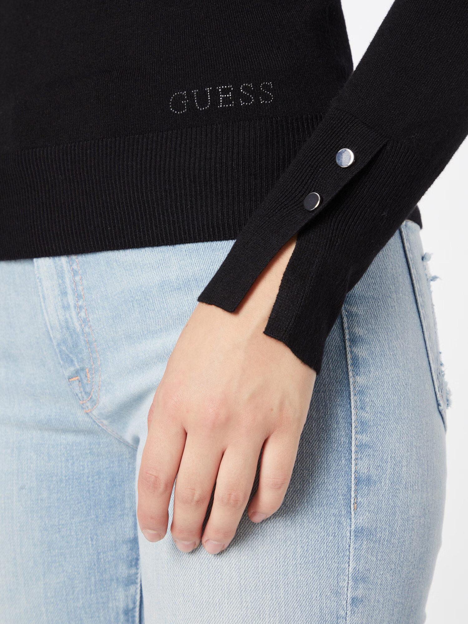 GUESS Pulover 'GENA' negru / argintiu - Pled.ro