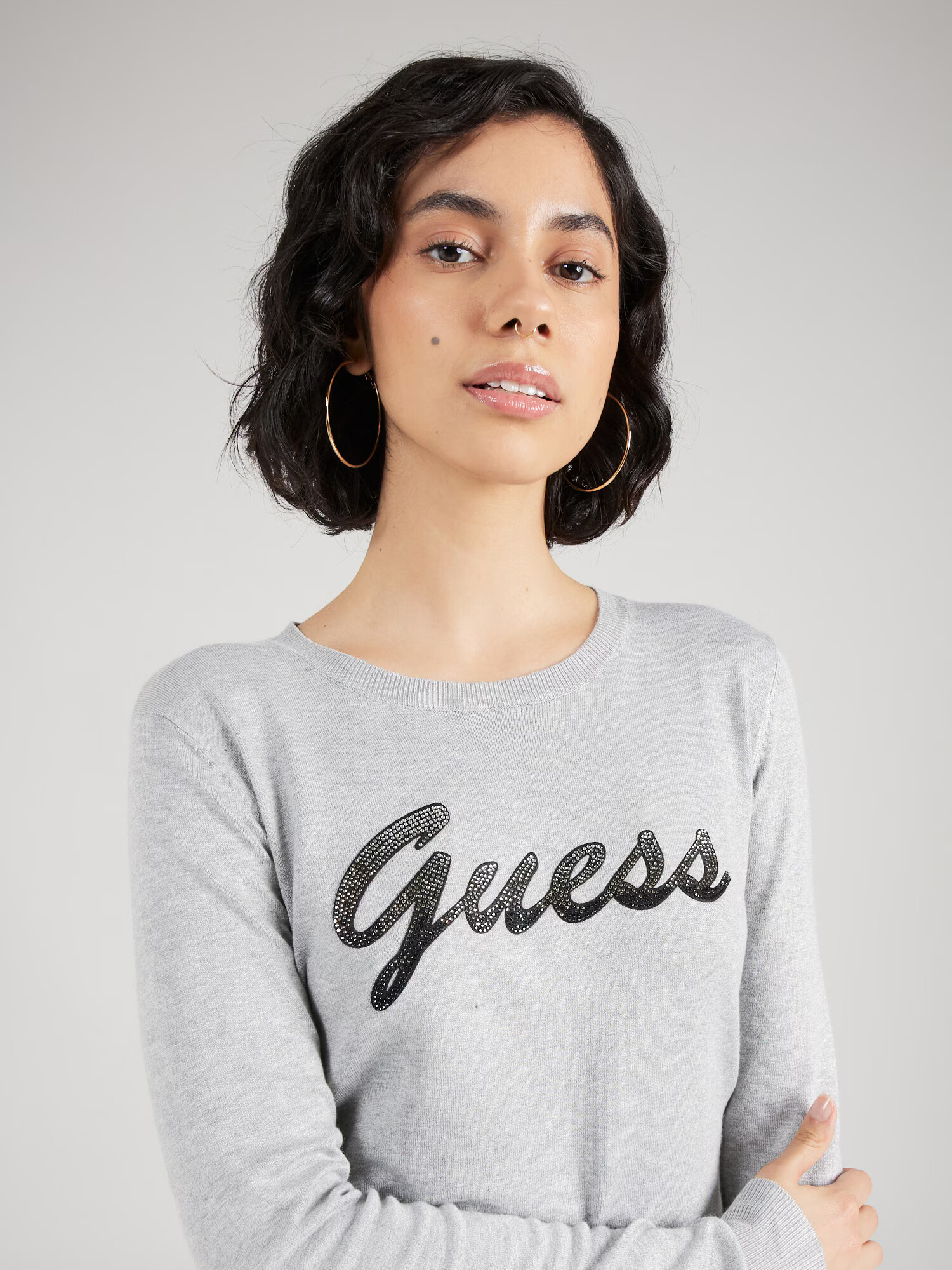 GUESS Pulover 'Helene' gri amestecat / negru / transparent - Pled.ro