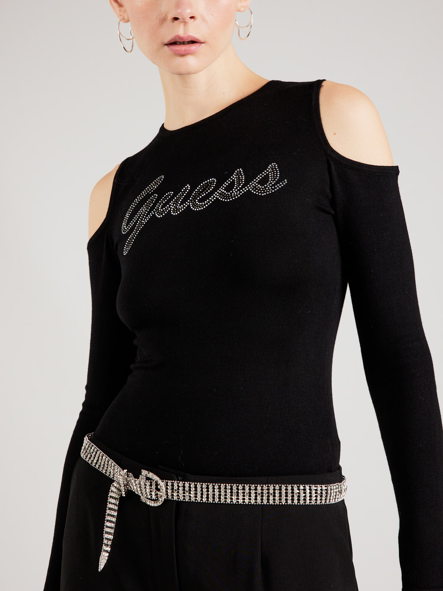 GUESS Pulover negru / argintiu - Pled.ro