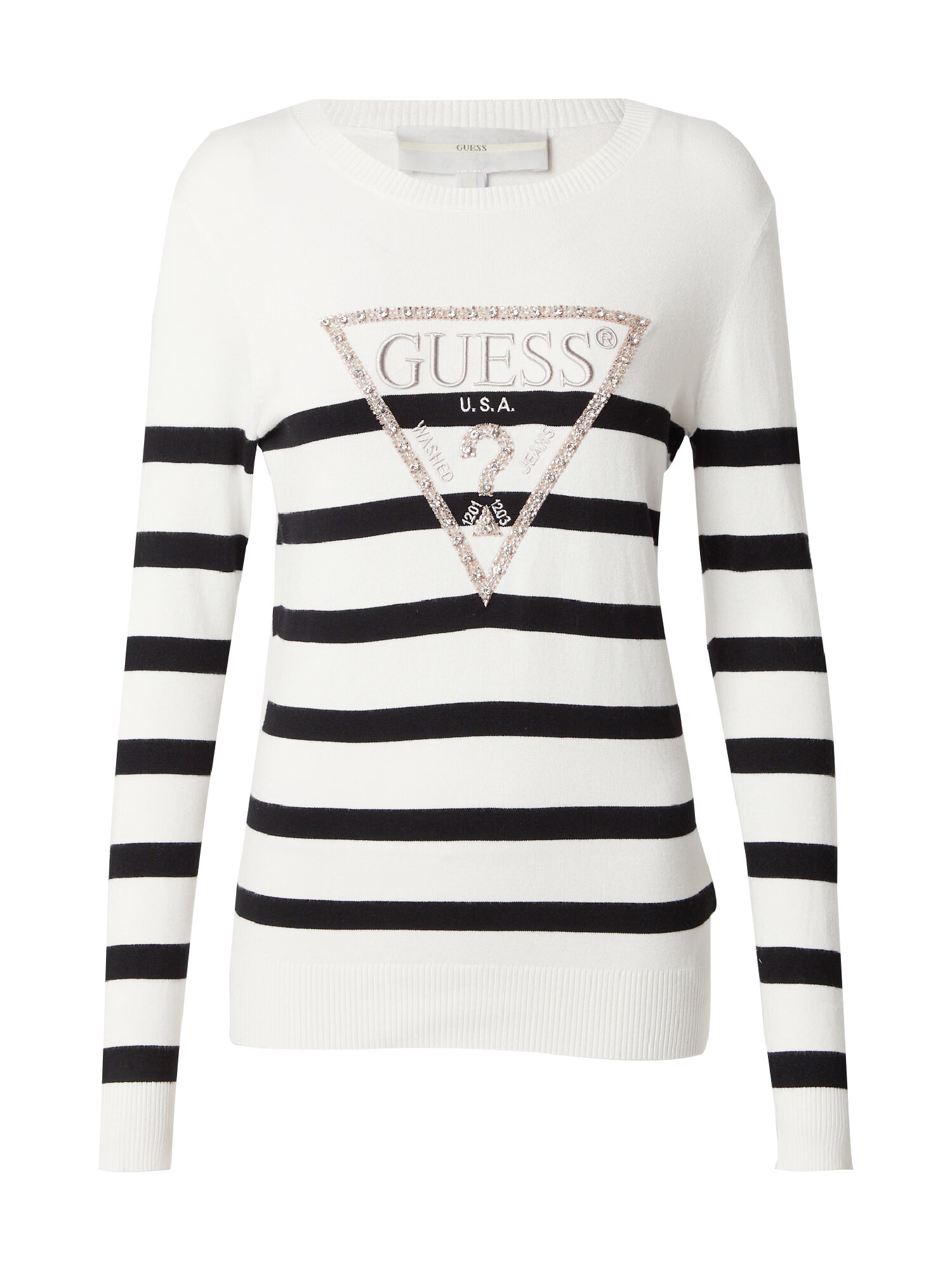 GUESS Pulover 'Rosalie' negru / alb - Pled.ro