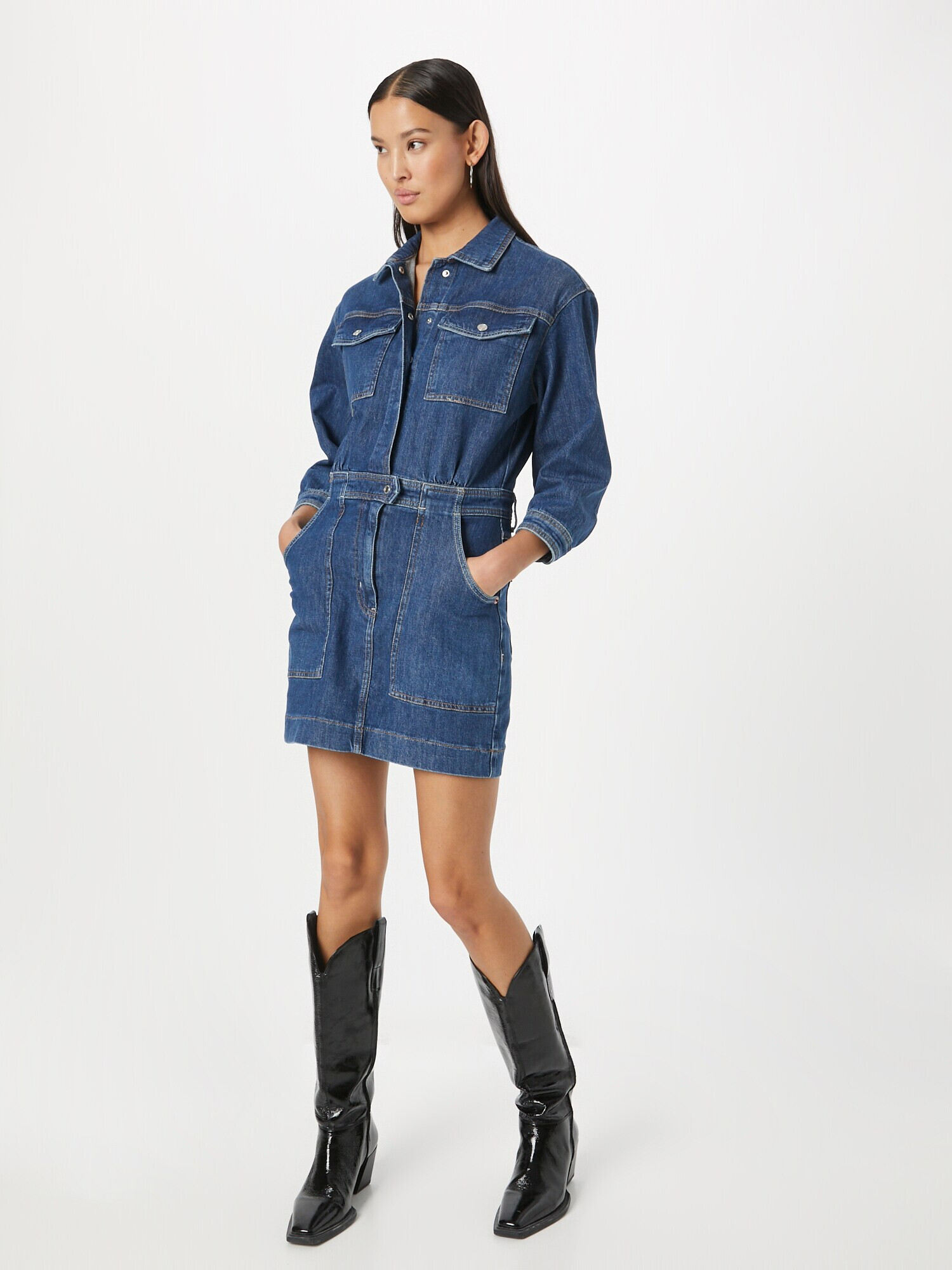 GUESS Rochie tip bluză albastru denim - Pled.ro