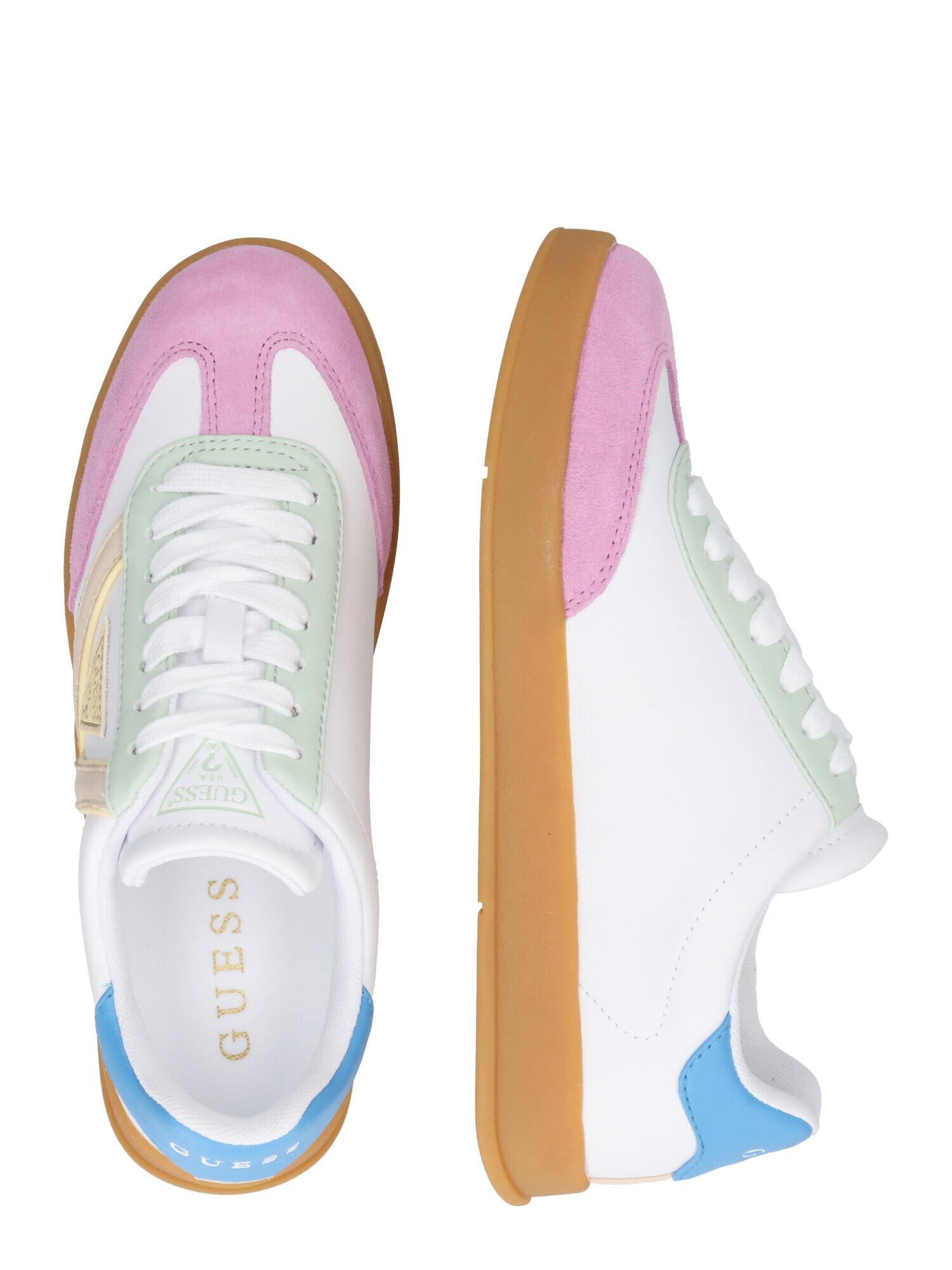 GUESS Sneaker low 'AVIANA' galben deschis / verde deschis / roz / alb - Pled.ro