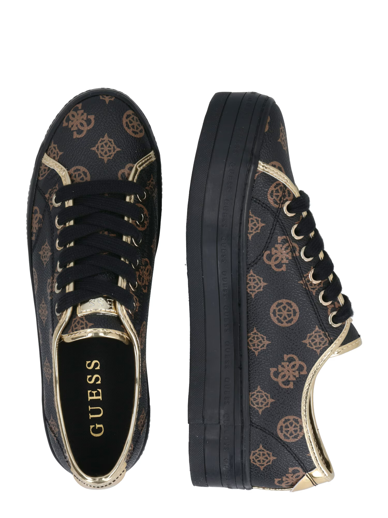 GUESS Sneaker low 'BUDDI2' maro / auriu / negru - Pled.ro