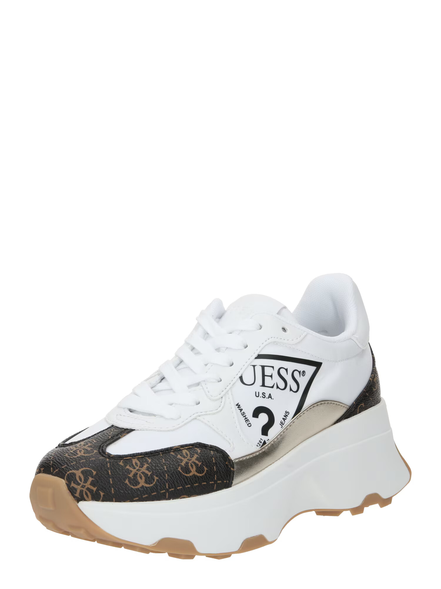 GUESS Sneaker low 'CALEBB5' maro cămilă / auriu / negru / alb - Pled.ro